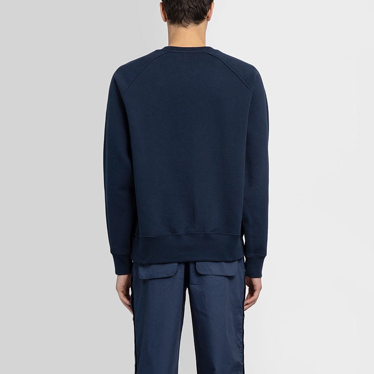 Men's Converse x Kim Jones Crossover Solid Color Sports Knit Round Neck Pullover Navy Blue 10021818- - 4