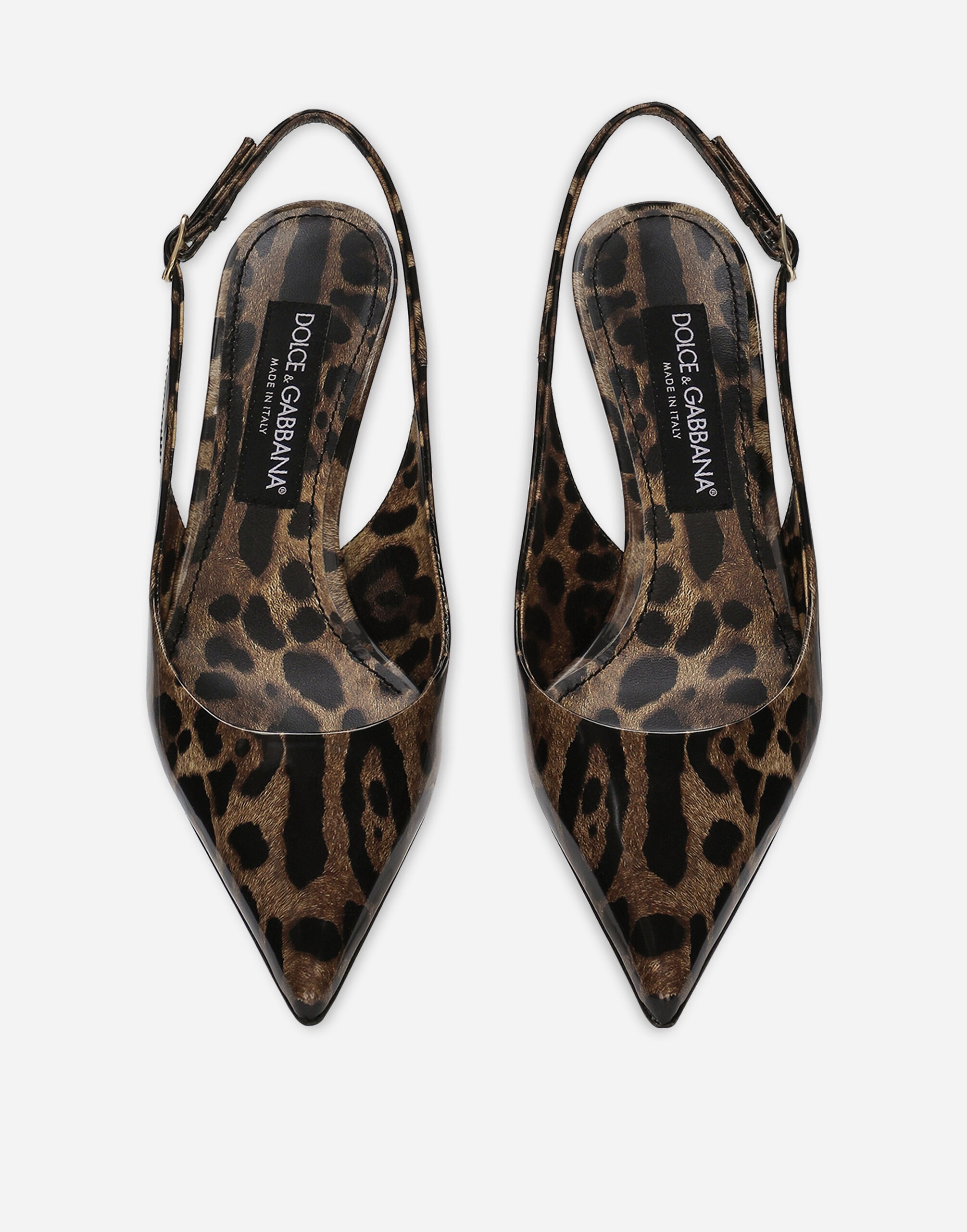 Printed polished calfskin slingbacks - 4
