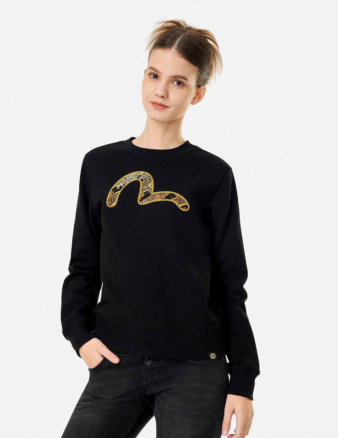 Seagull Brocade Appliqué and Logo Embroidery Regular Fit Sweatshirt - 5