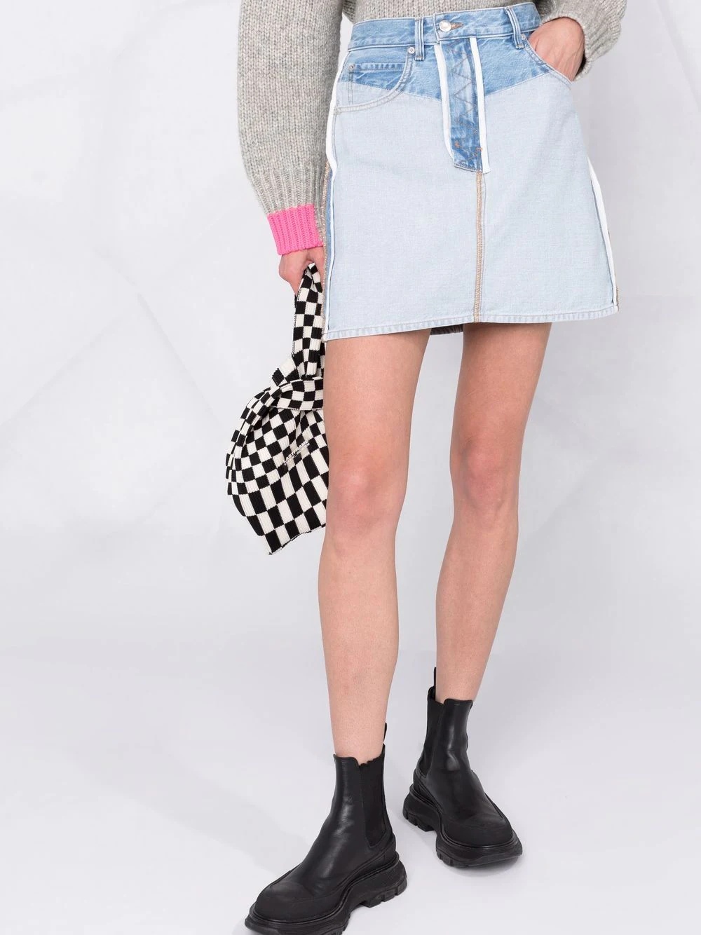 inside-out denim skirt - 5