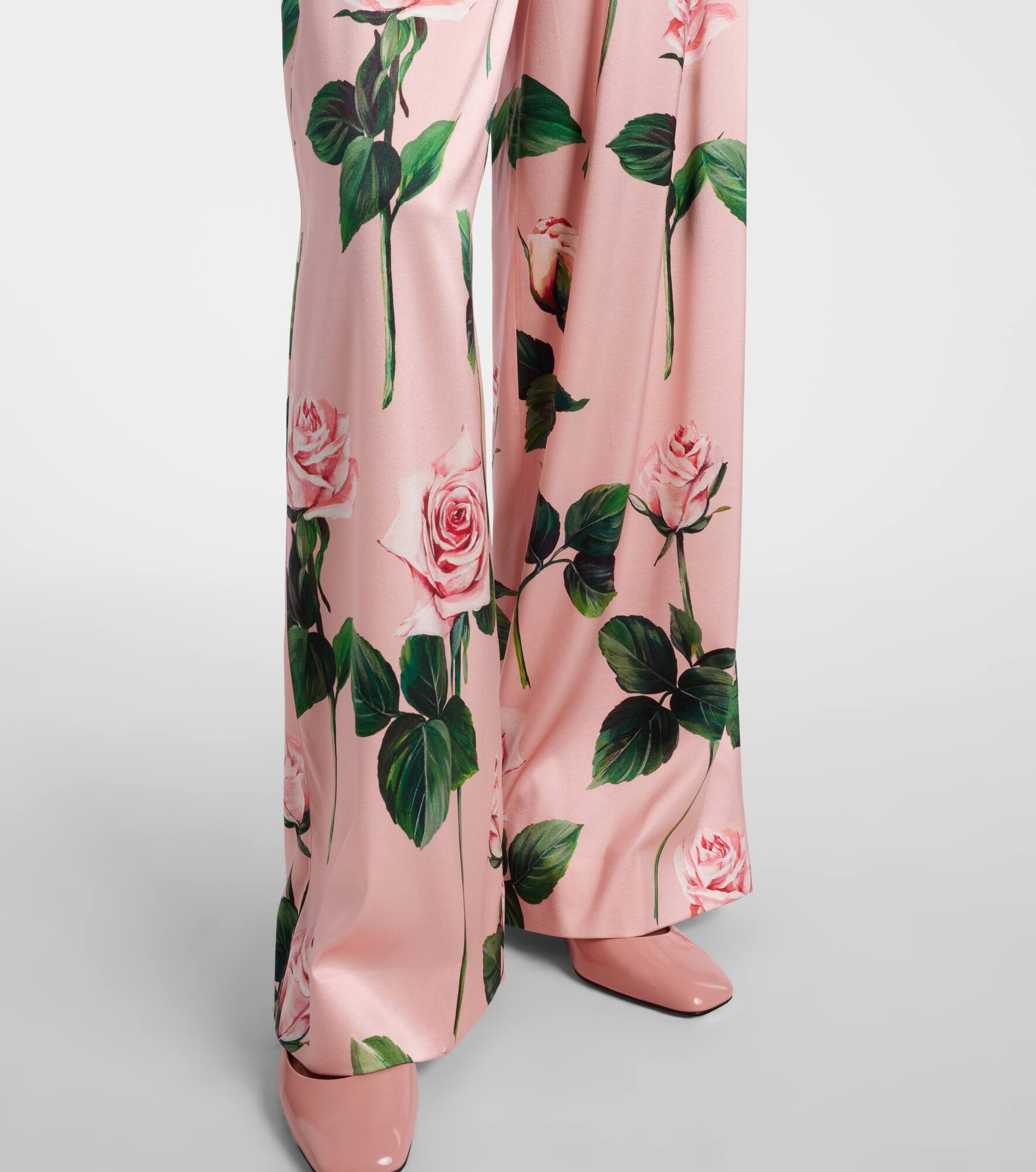 Floral silk-blend satin palazzo pants - 5