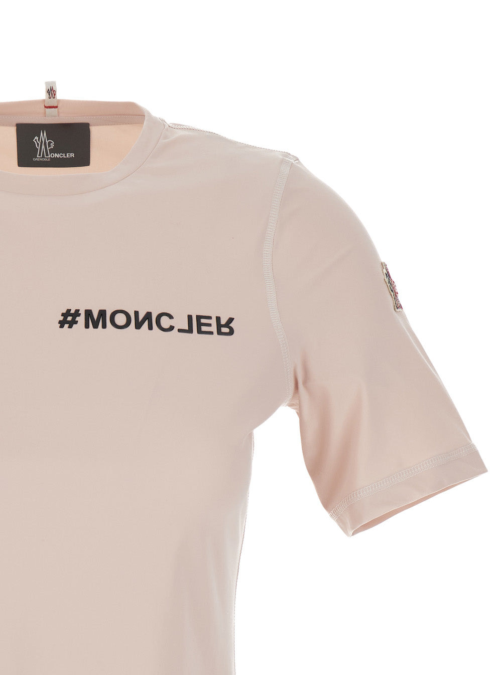 Moncler Grenoble Women Pink Crew Neck T-Shirt In Techno Fabric Stretch Woman - 3