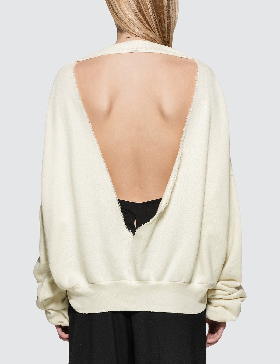 TERRY CREWNECK OPEN BACK SWEATSHIRT - 3