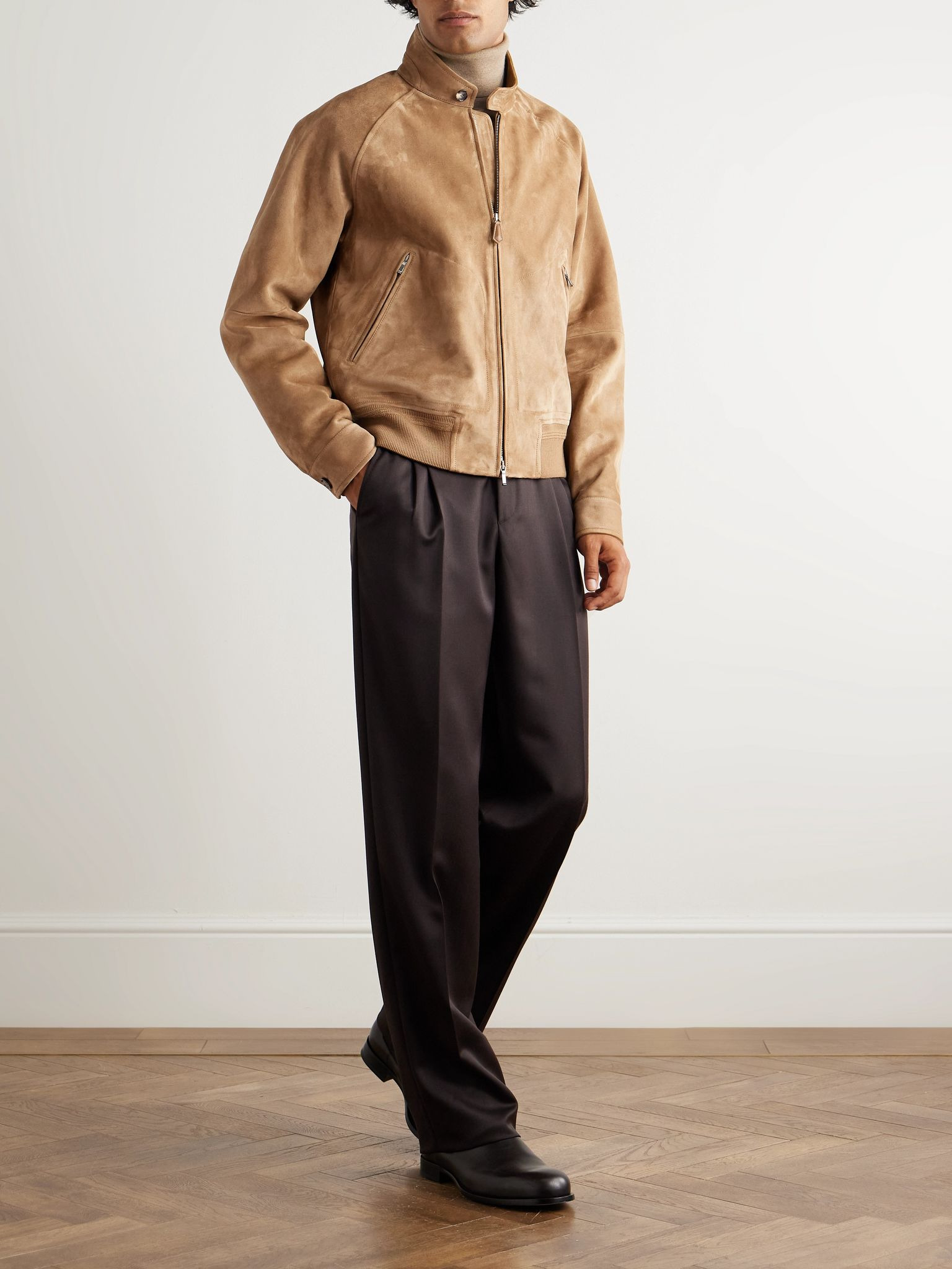 Novak Suede Bomber Jacket Beige - 2