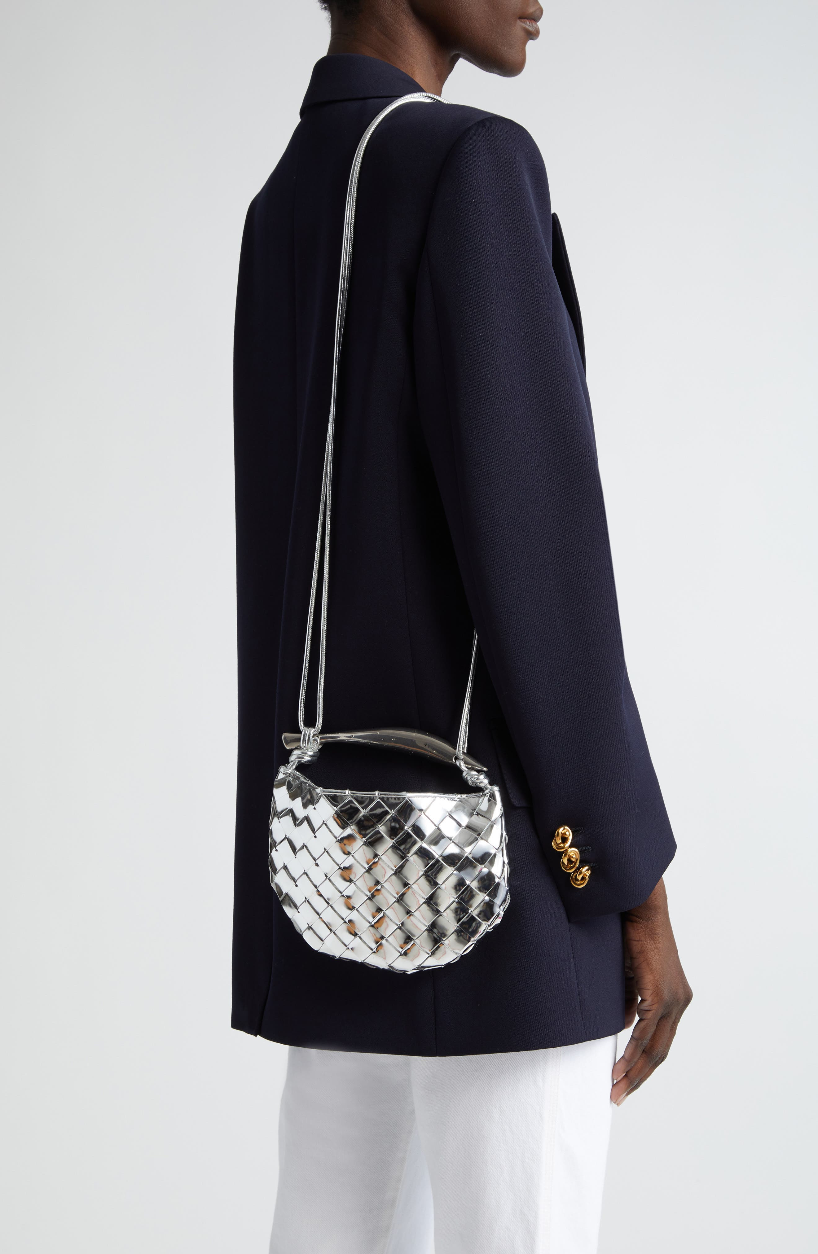 Bottega Veneta Mini Sardine Intrecciato Crossbody Bag in Silver/Vintage at Nordstrom - 2