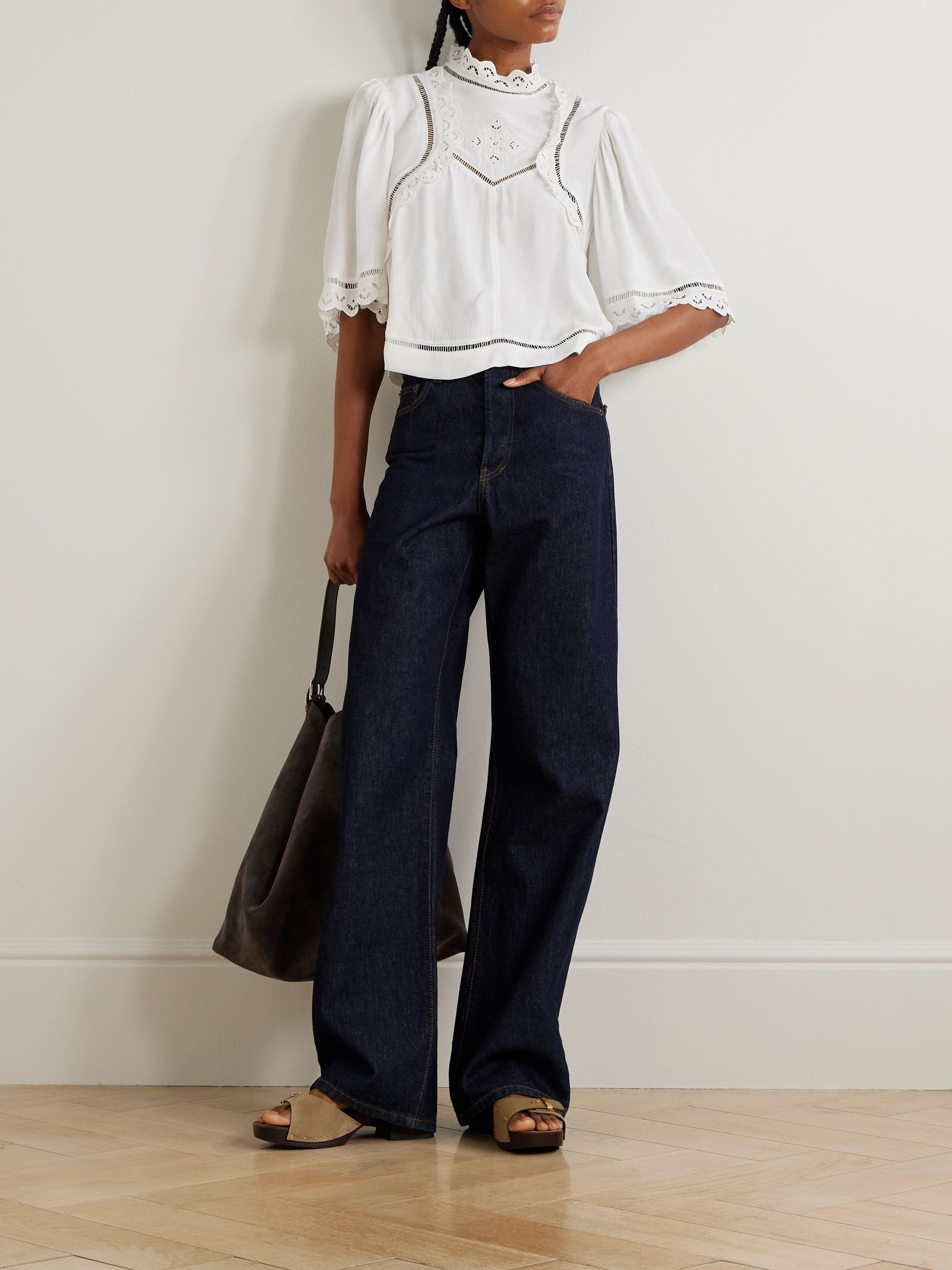 Frany broderie anglaise crepe blouse White - 2