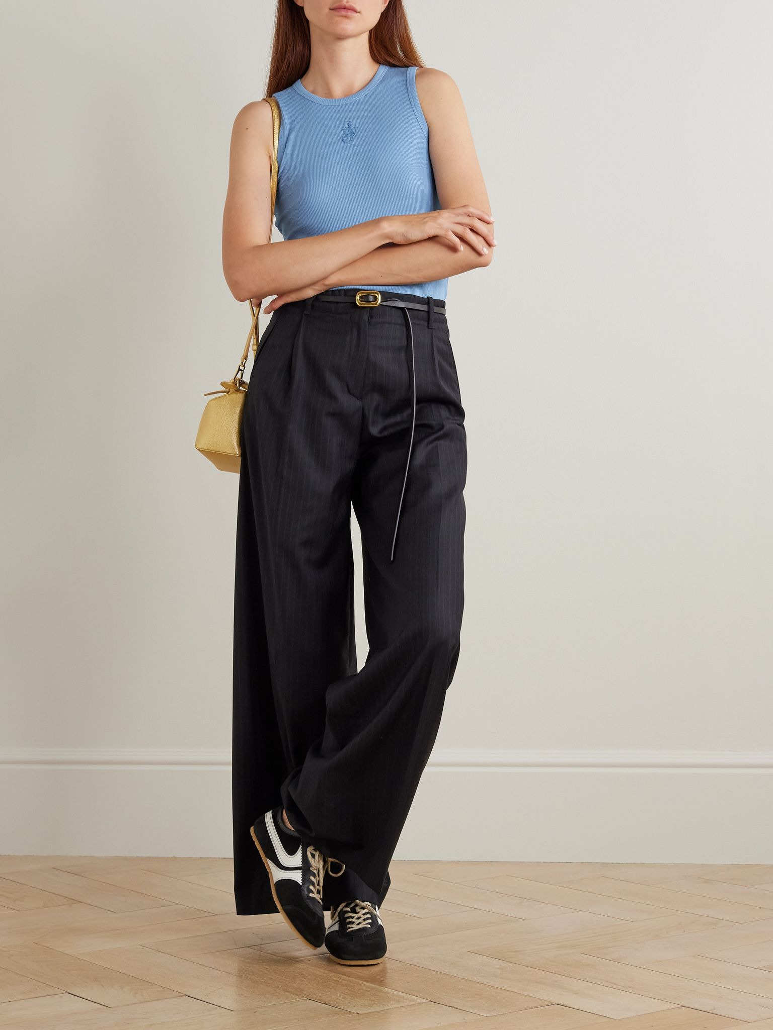 Logo-embroidered ribbed cotton-jersey tank Blue - 2