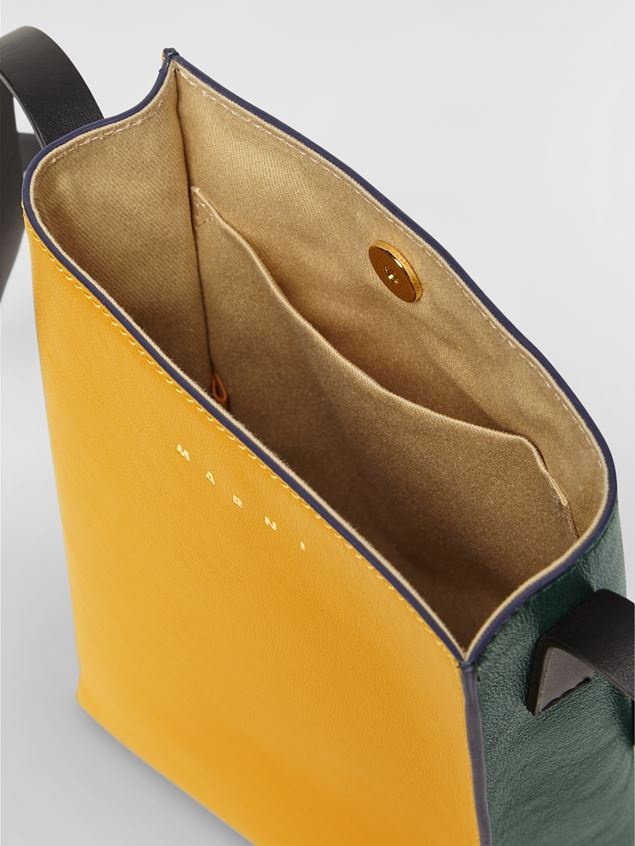 MUSEO SOFT BAG IN YELLOW AND GREEN TUMBLED CALF - 4