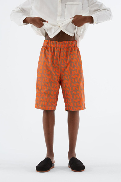 SUNNEI REVERSIBLE ORANGE & BEIGE LOGO BERMUDA PANTS outlook