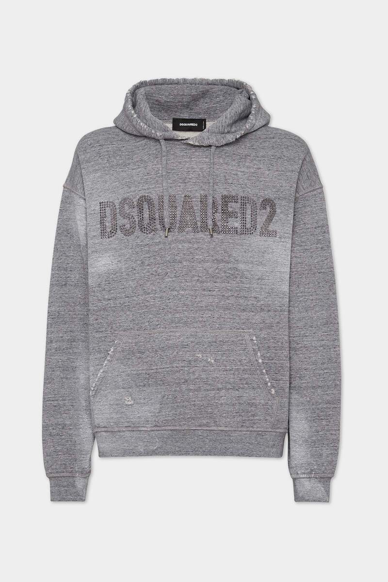 DSQUARED2 BRUSHED MELANGE FLEECE RELAX FIT HOODIE SWEATSHIRT - 1