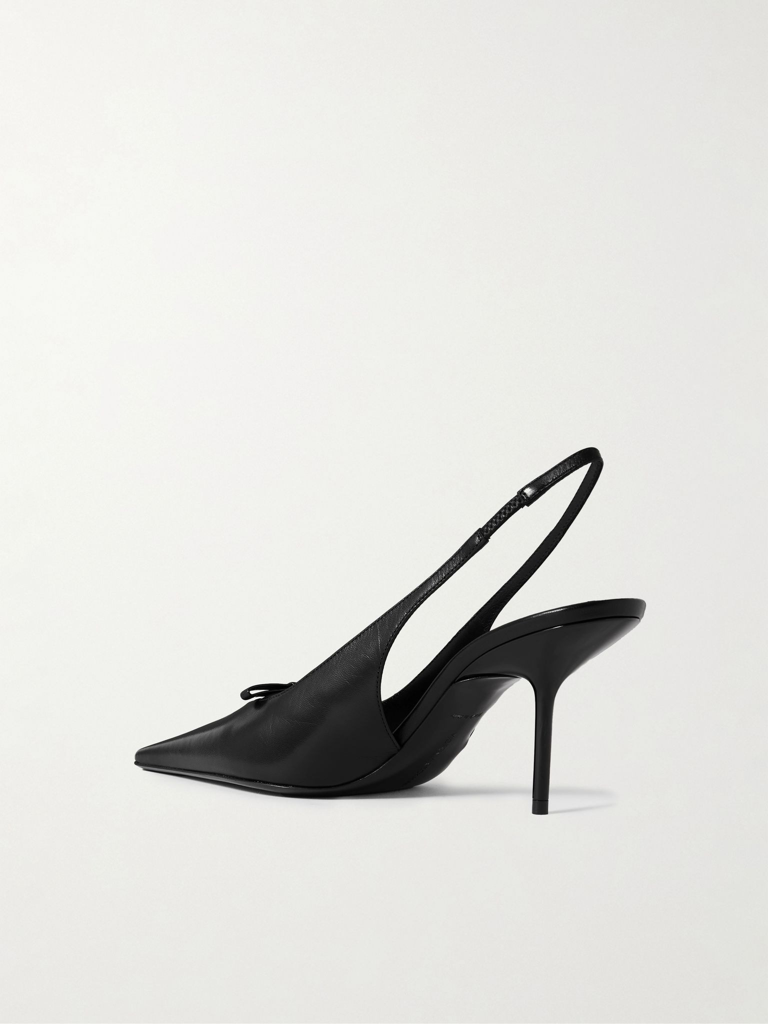 Sloan bow-embellished leather slingback pumps Black - 3
