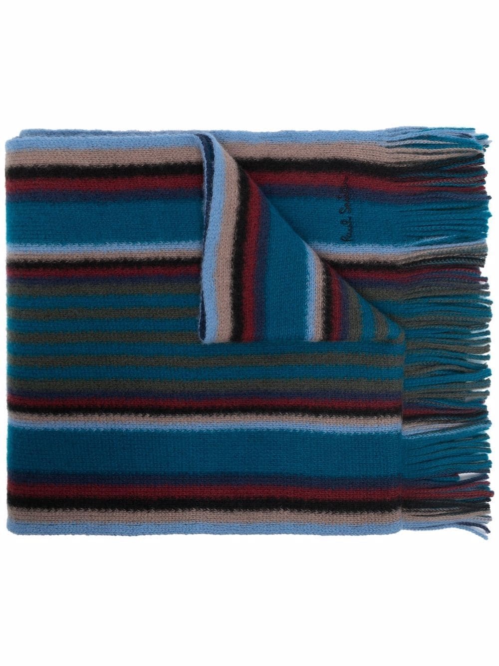 bright stripe print wool scarf - 1