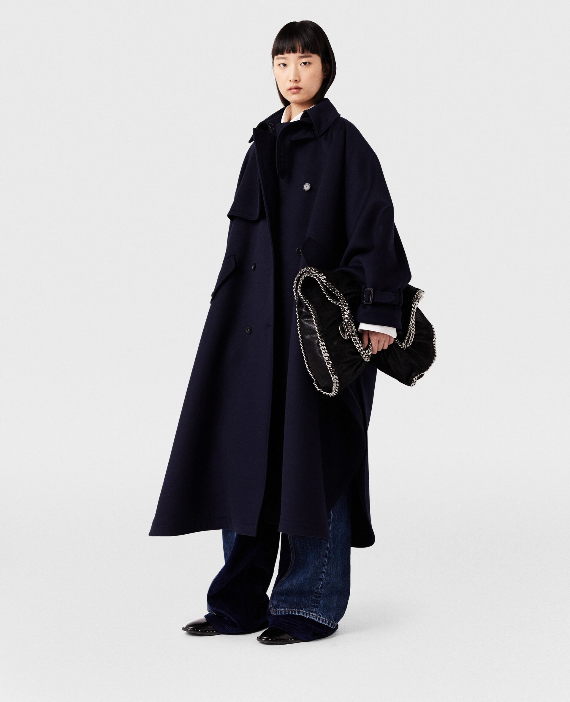 High-Neck A-Line Trench Coat - 1