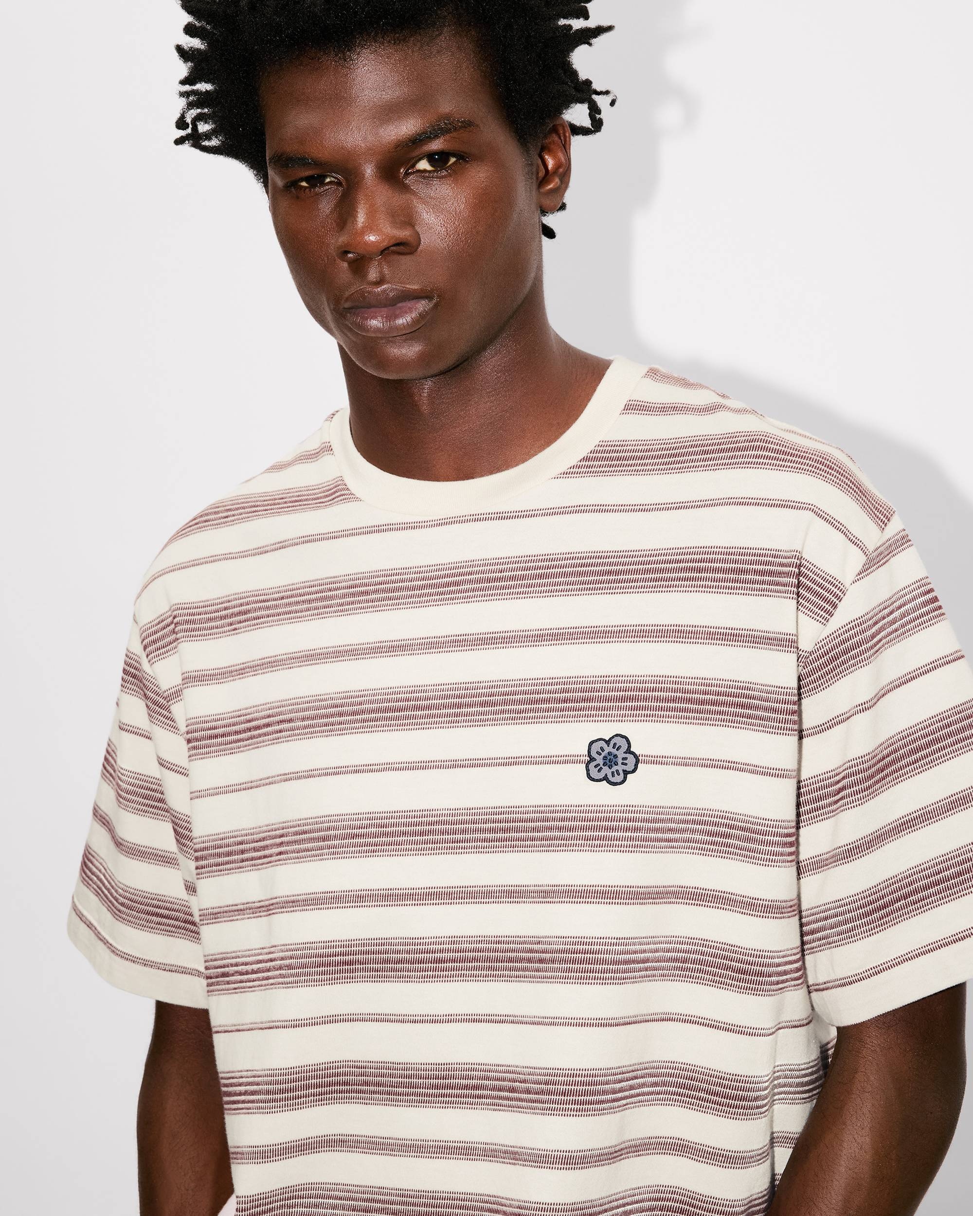 'Boke Flower' striped embroidered T-shirt in cotton - 6