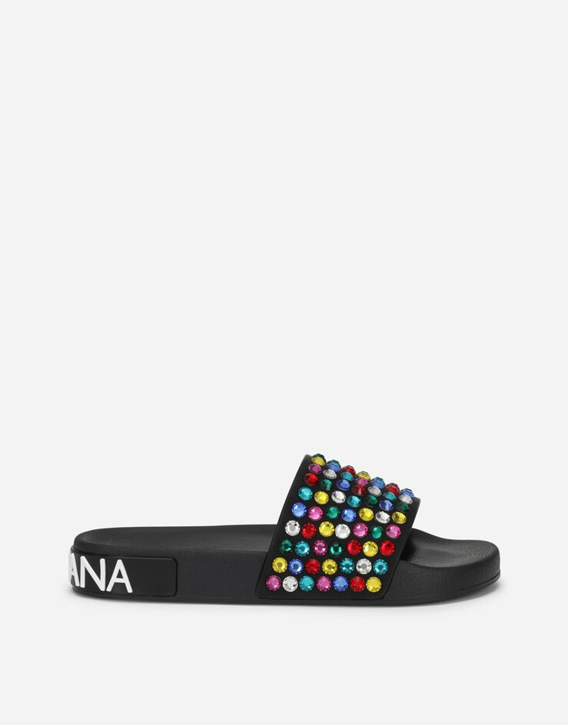 Rubber beachwear sliders with embroidery 1