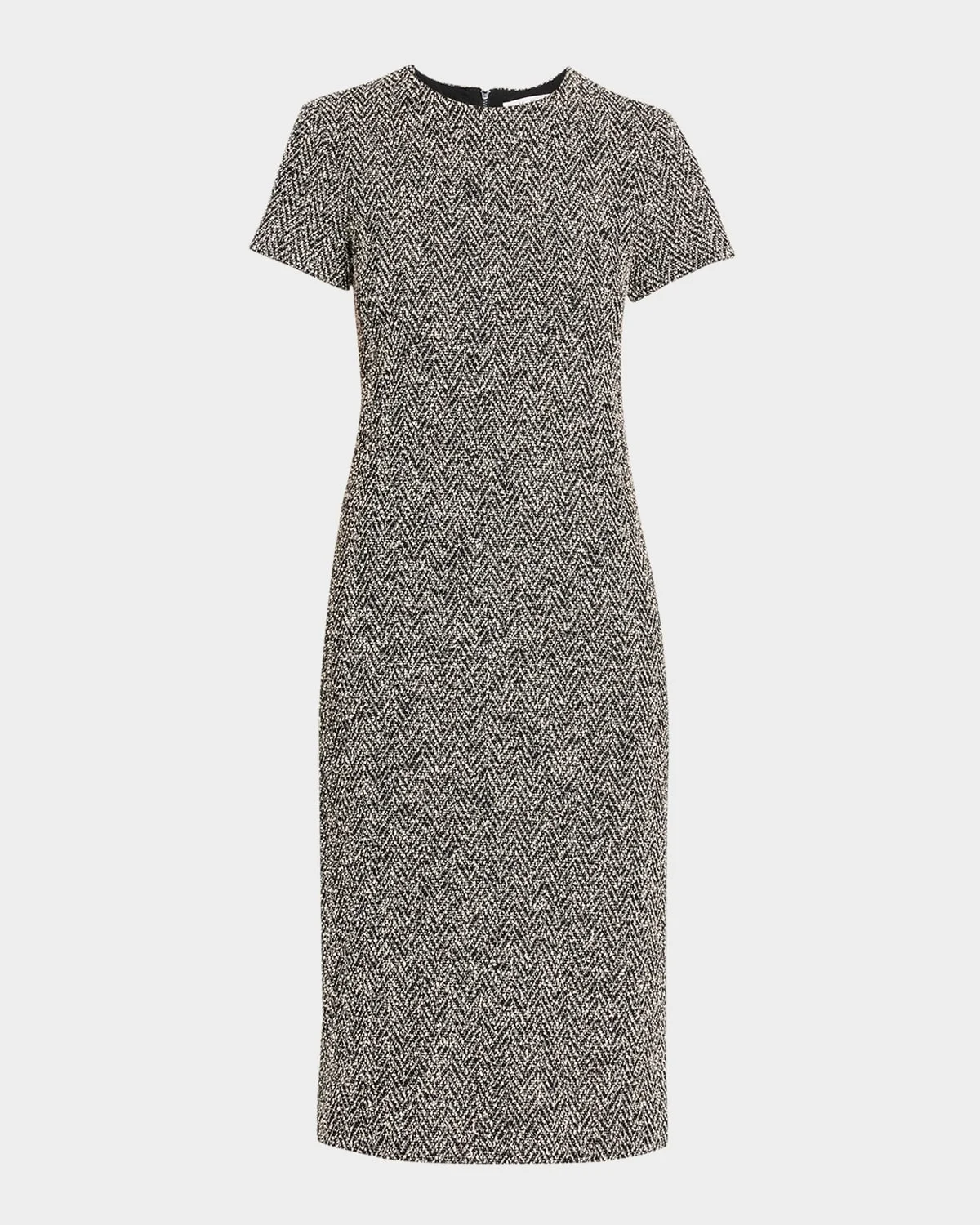 Giugno Short-Sleeve Herringbone Boucle Dress - 1