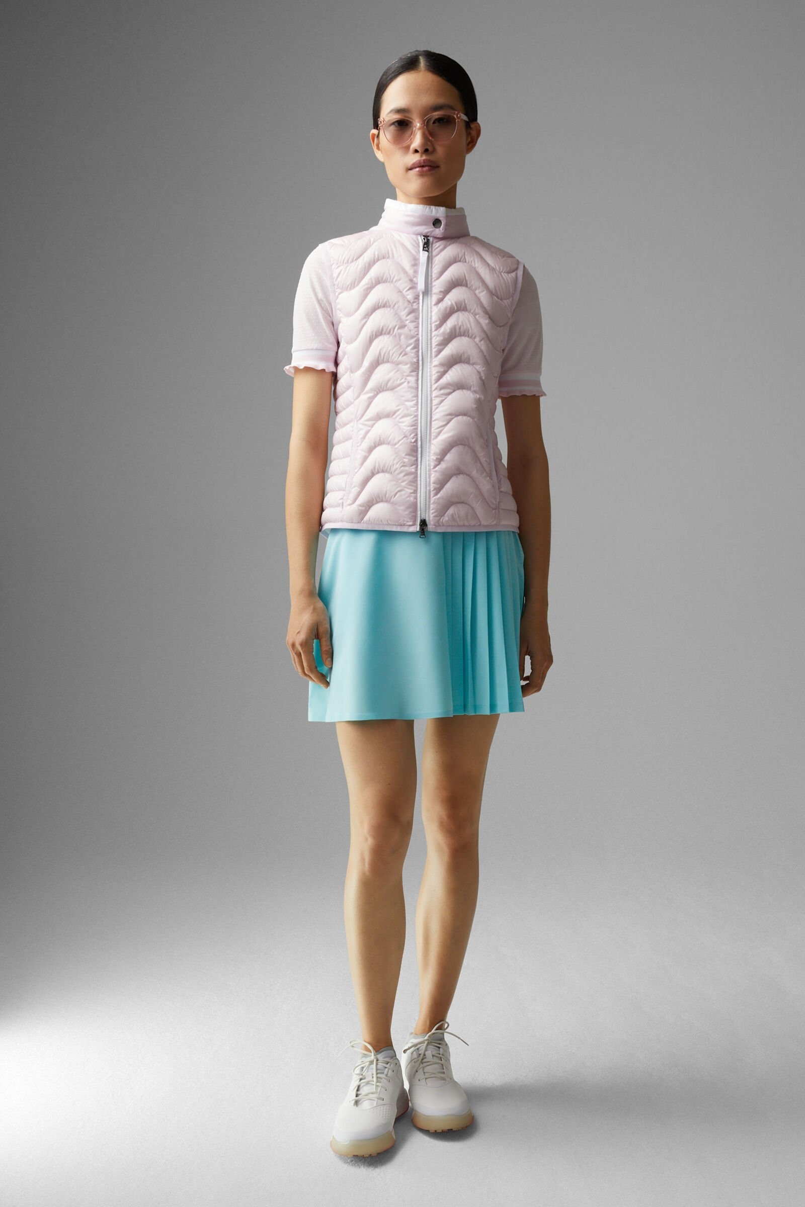 Kleo lightweight down vest in Pink/White - 4