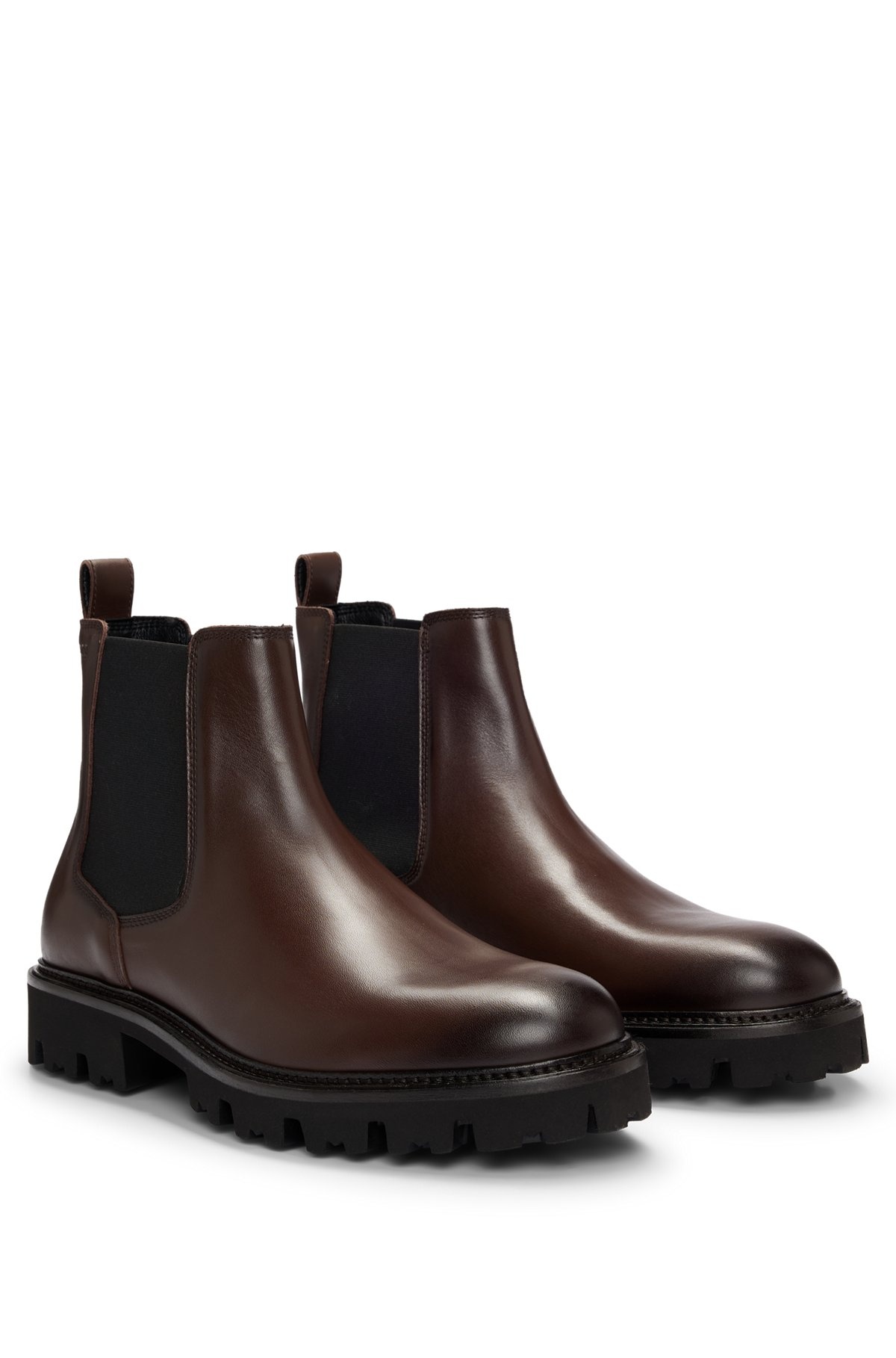 BURNISHED-LEATHER CHELSEA BOOTS WITH LOGO DETAIL - 2