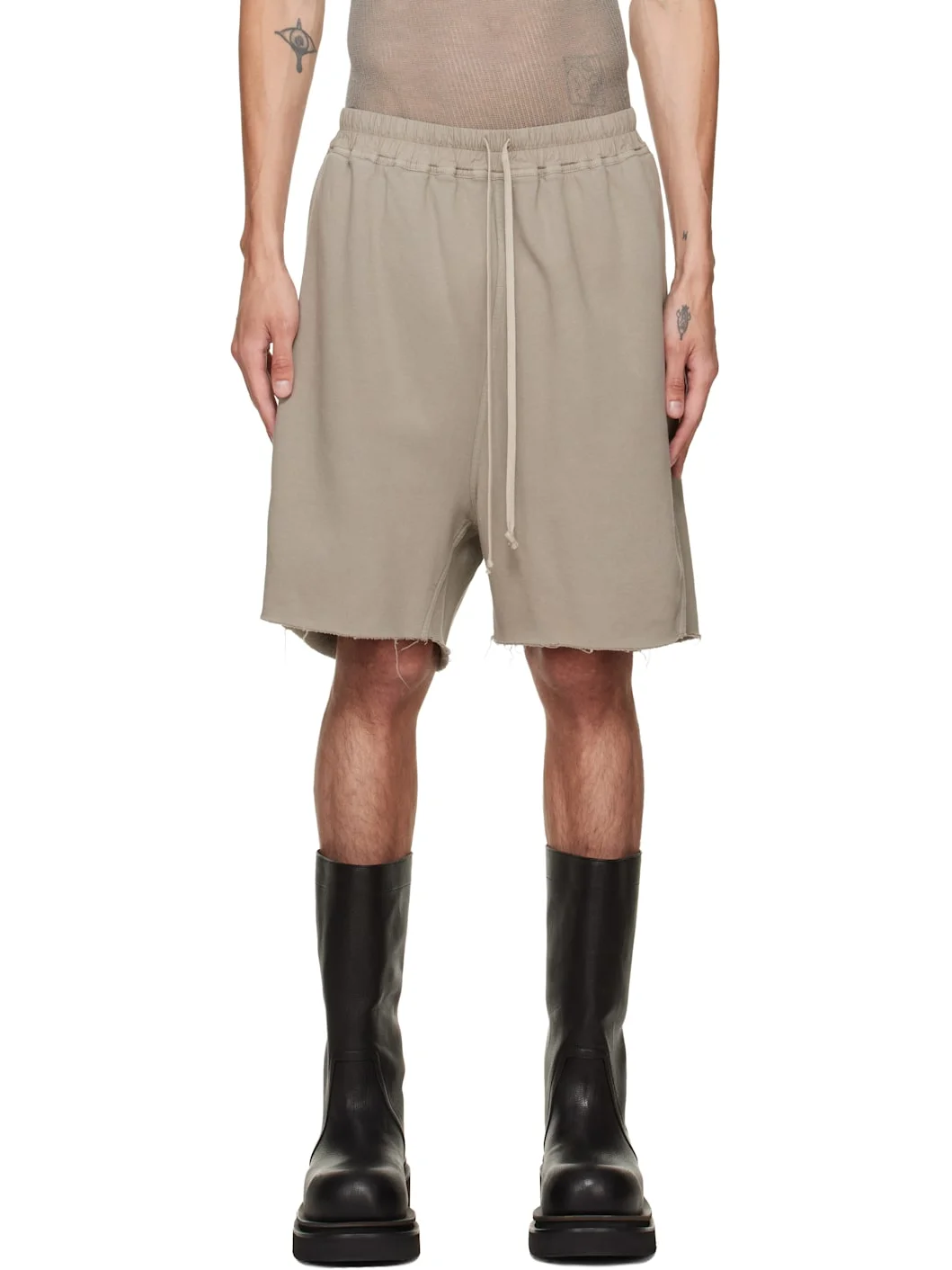 Gray Tower Long Boxers Butt Zip Shorts - 1
