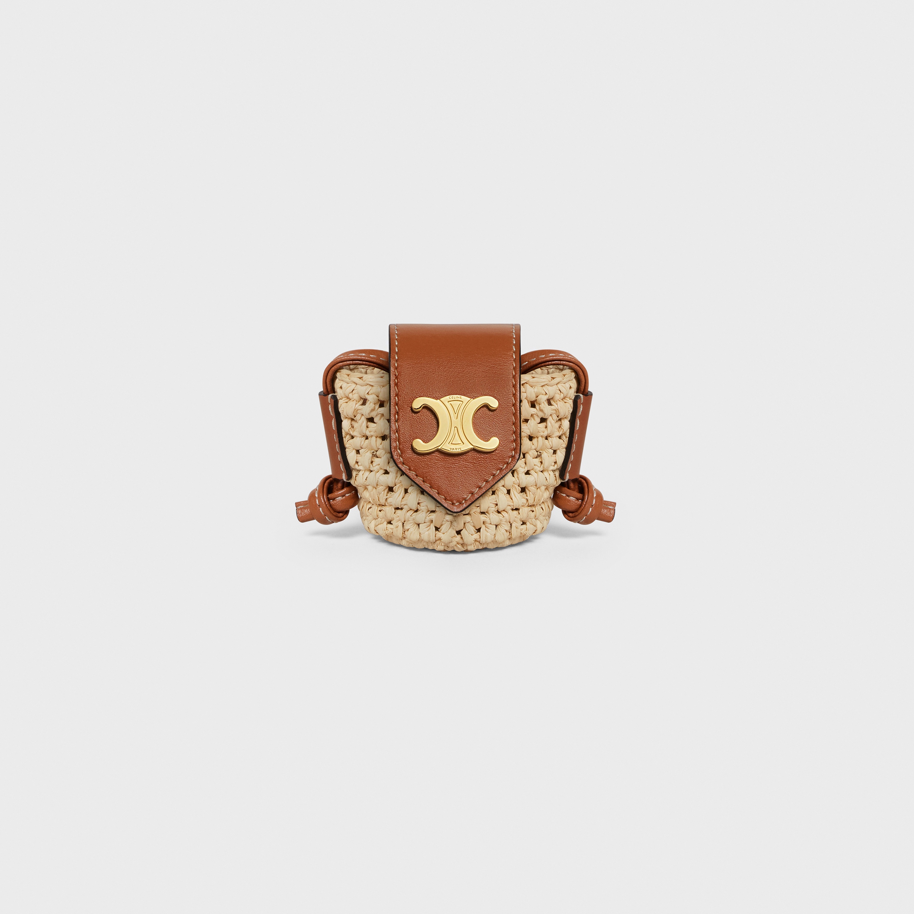 Crossbody Airpods Panier in raffia and calfskin - 5