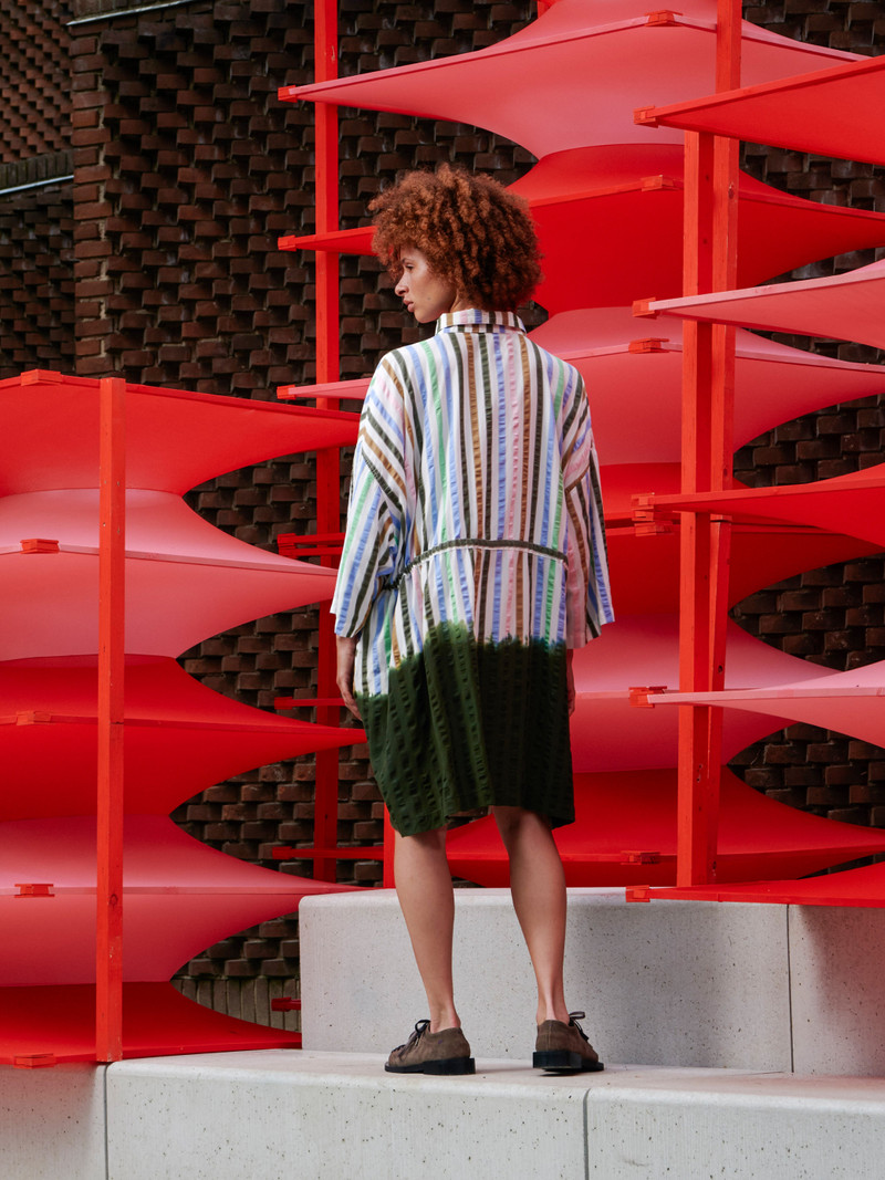 GATHER DRESS - DIPDYE STRIPES 6