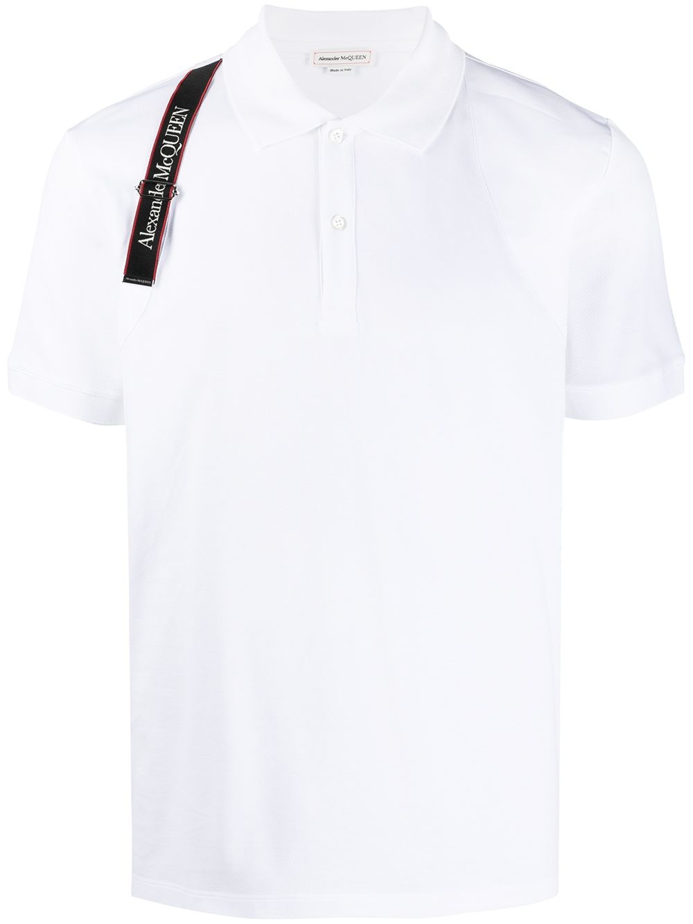 logo-strap pique polo shirt - 1