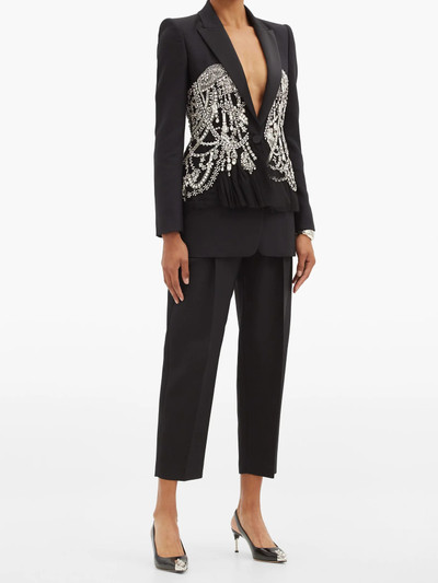 Alexander McQueen Pleated-front wool-blend crepe trousers outlook