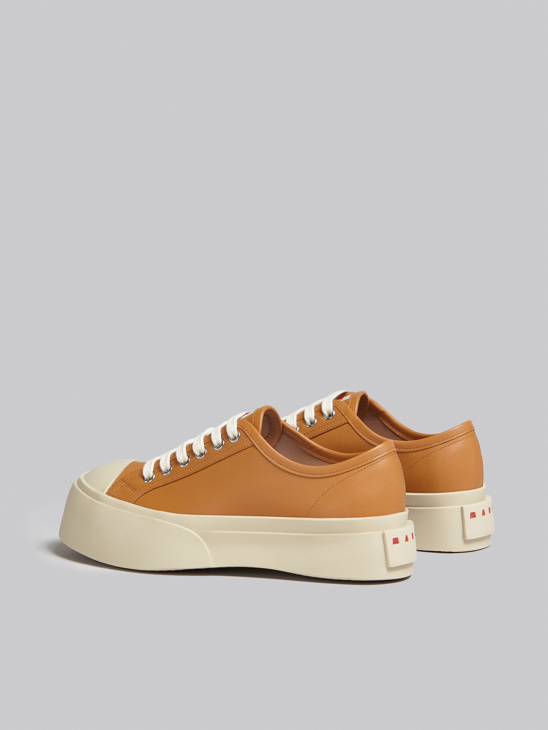 BROWN NAPPA LEATHER PABLO LACE-UP SNEAKER - 3