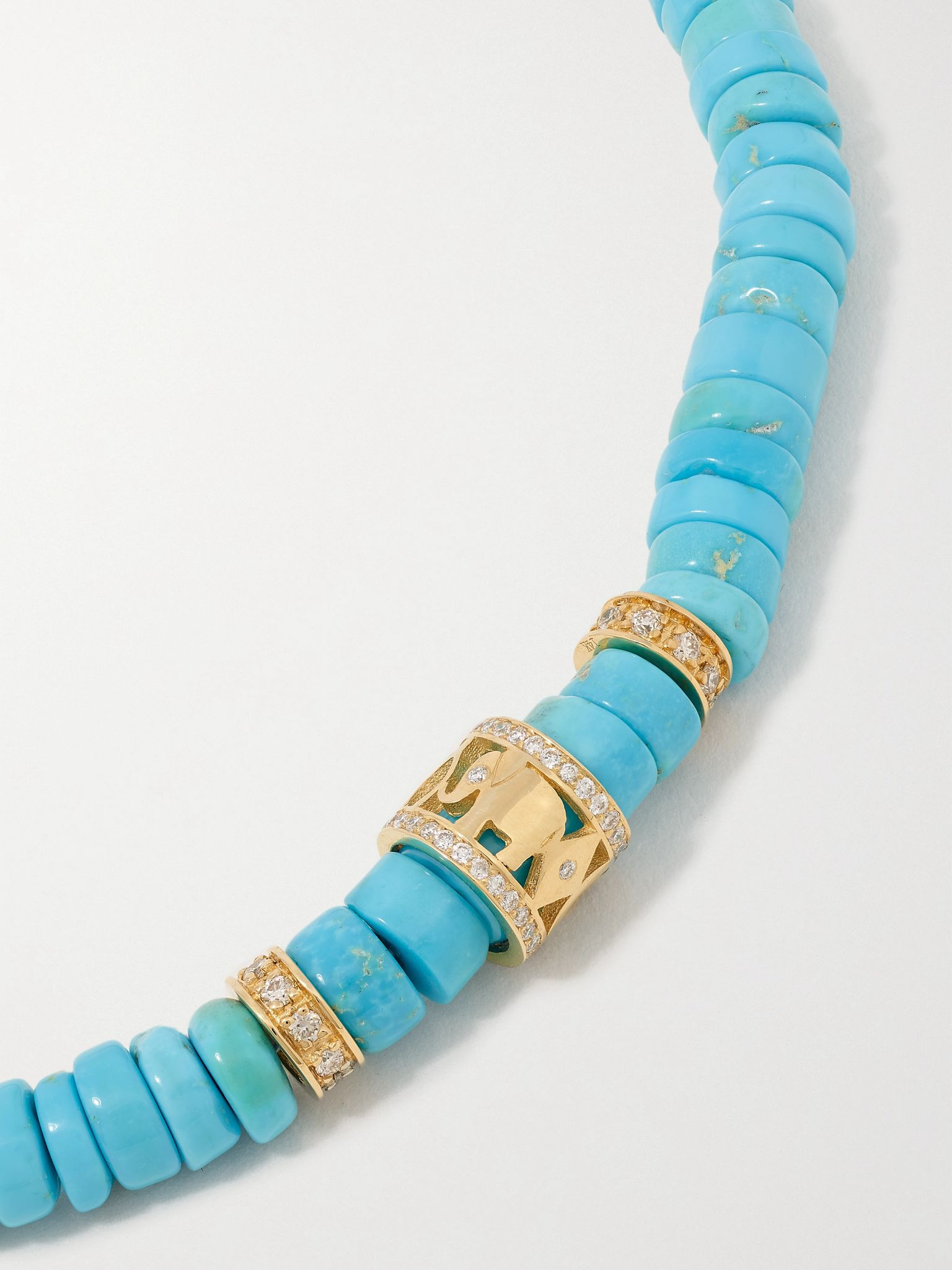 Lucky Icon 14-karat gold, turquoise and diamond necklace Turquoise - 3