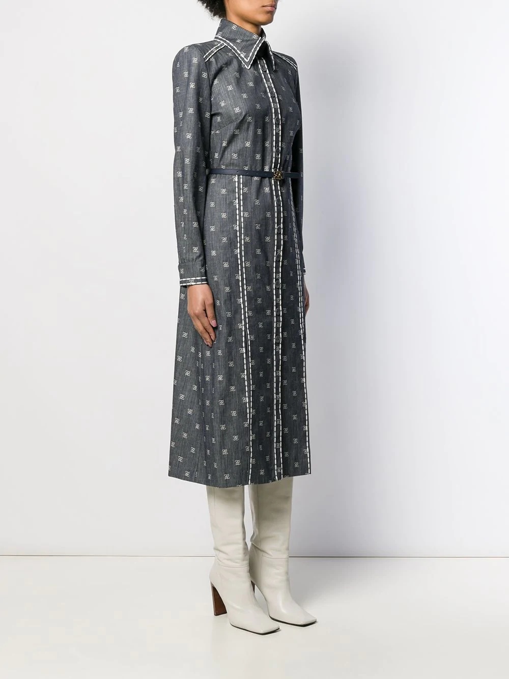 Karligraphy motif shirt dress - 3