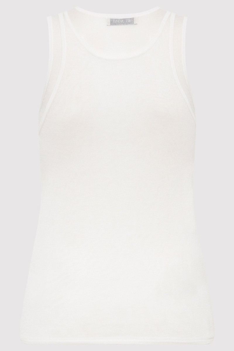 ST. AGNI Semi Sheer Double Layer Tank - White outlook