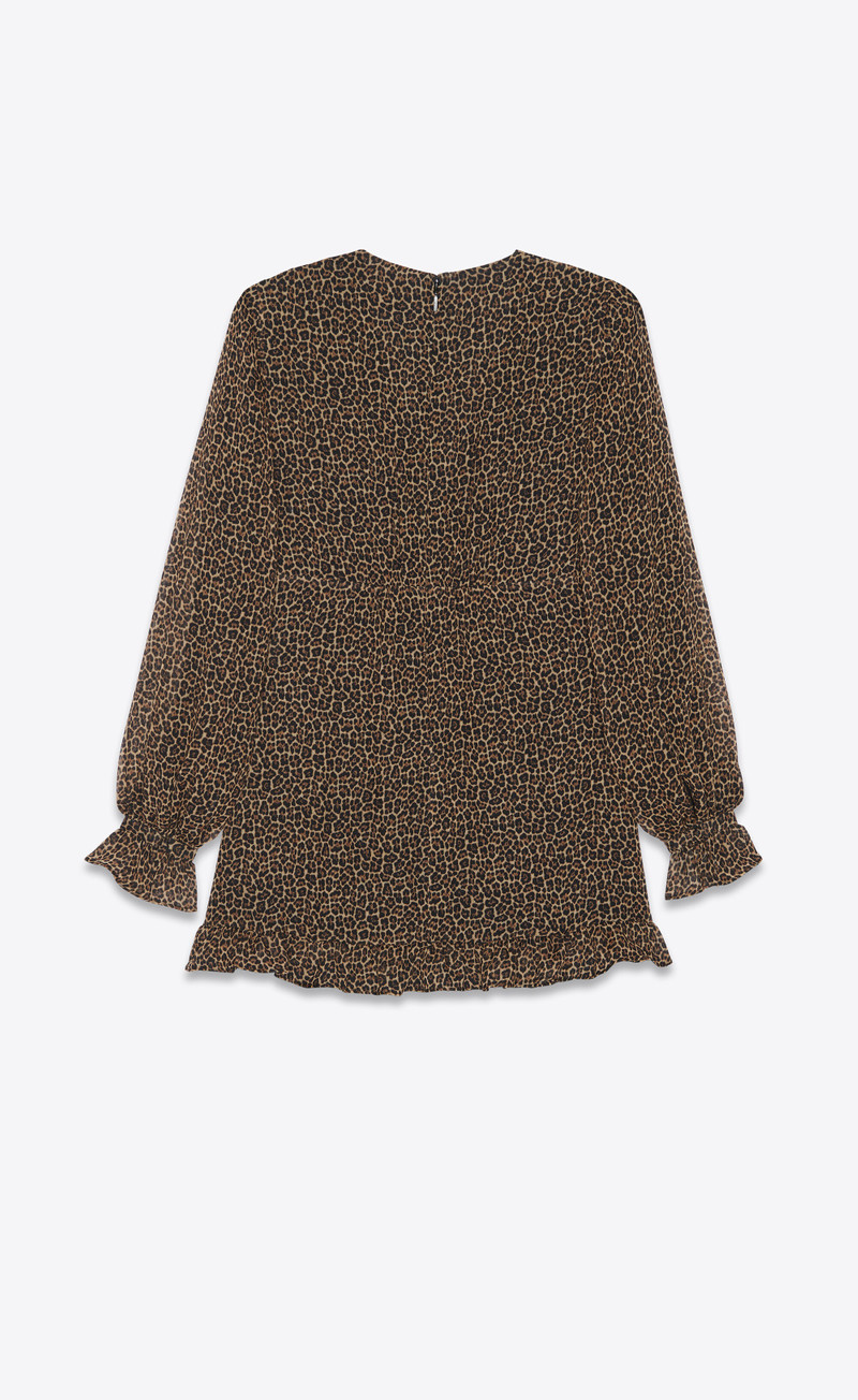 SAINT LAURENT short dress in leopard-print wool outlook