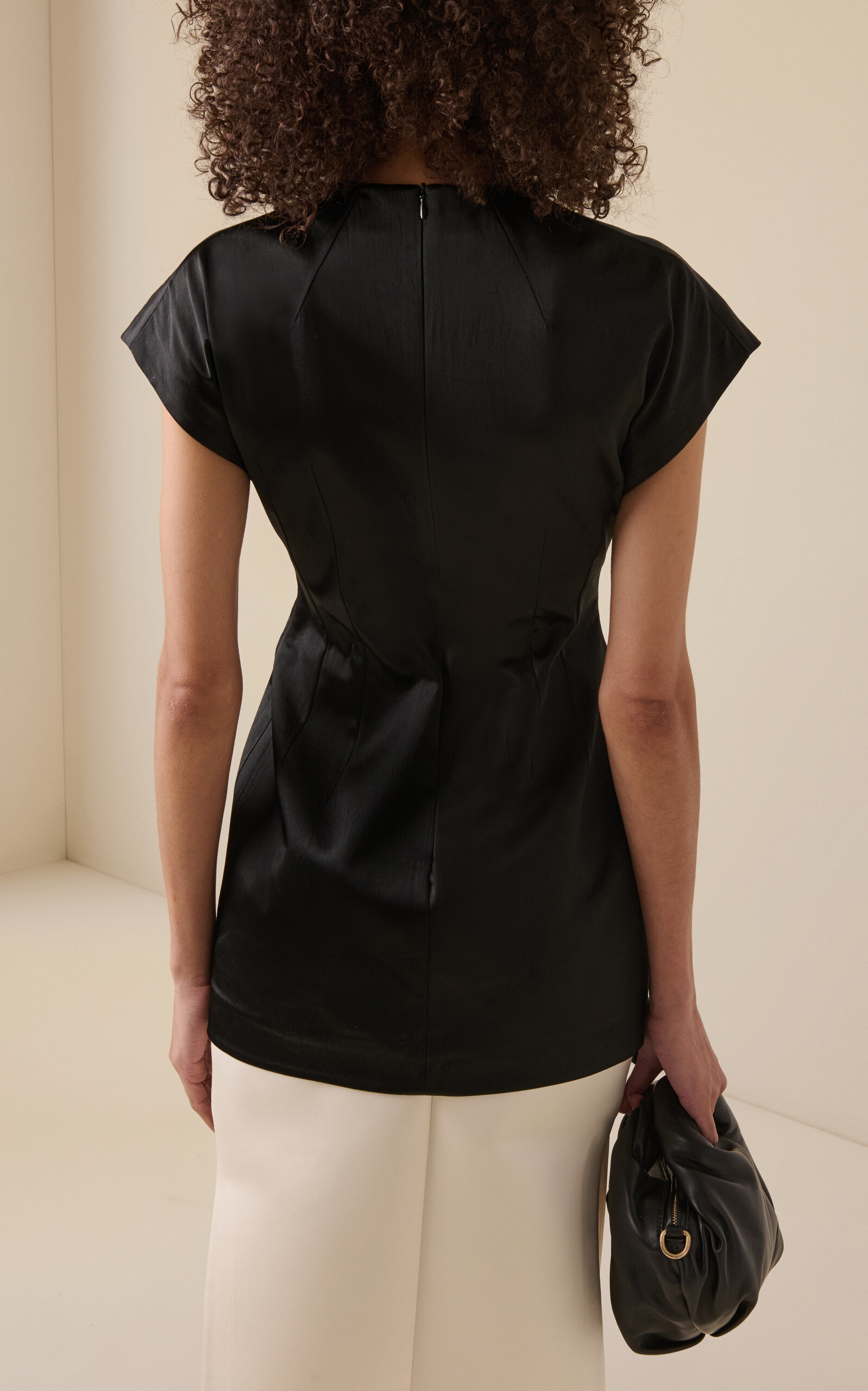 Satin Top With Rectangle Detail black - 4
