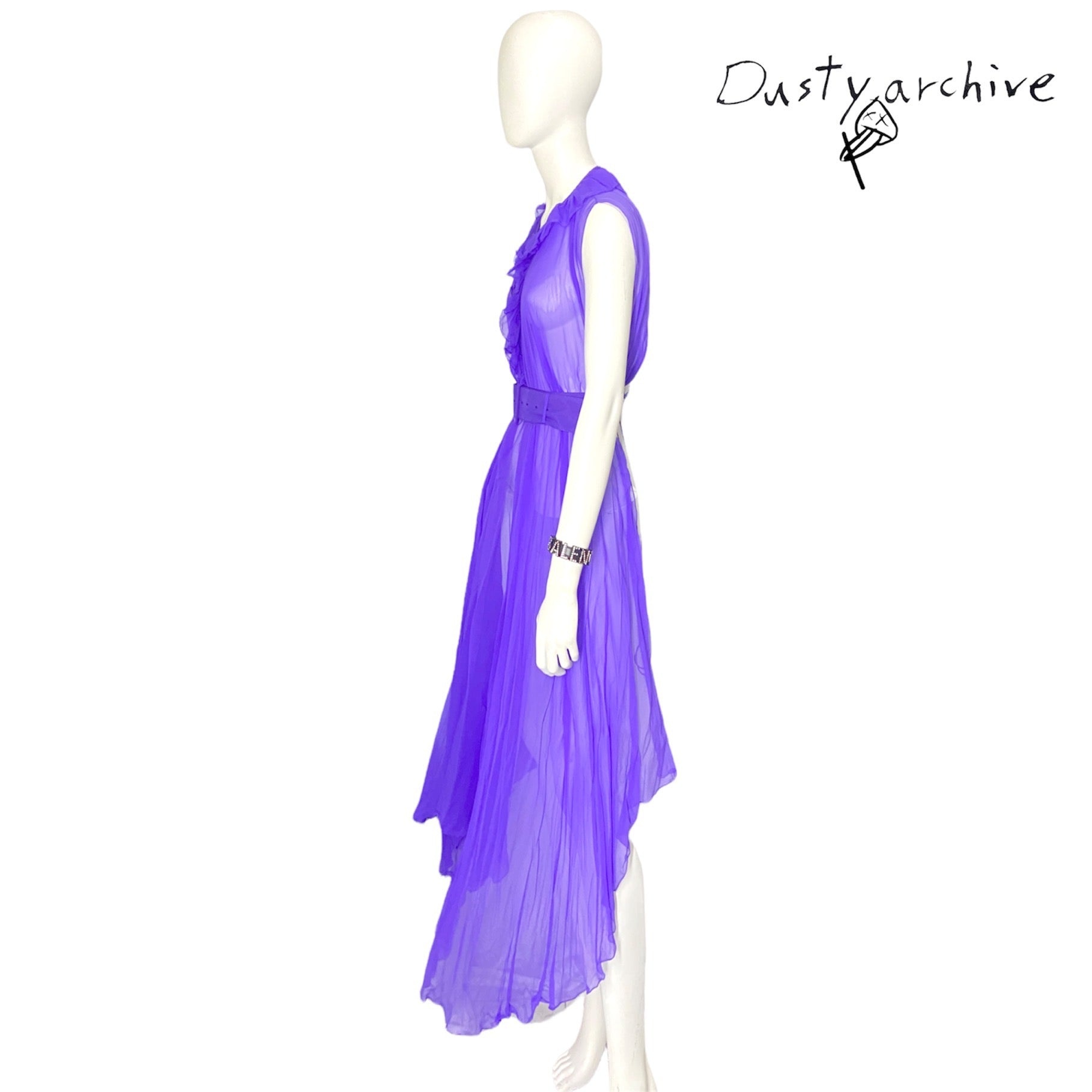 Balenciaga fall 2017 ultra violet belted silk-mousseline dress OS - 9