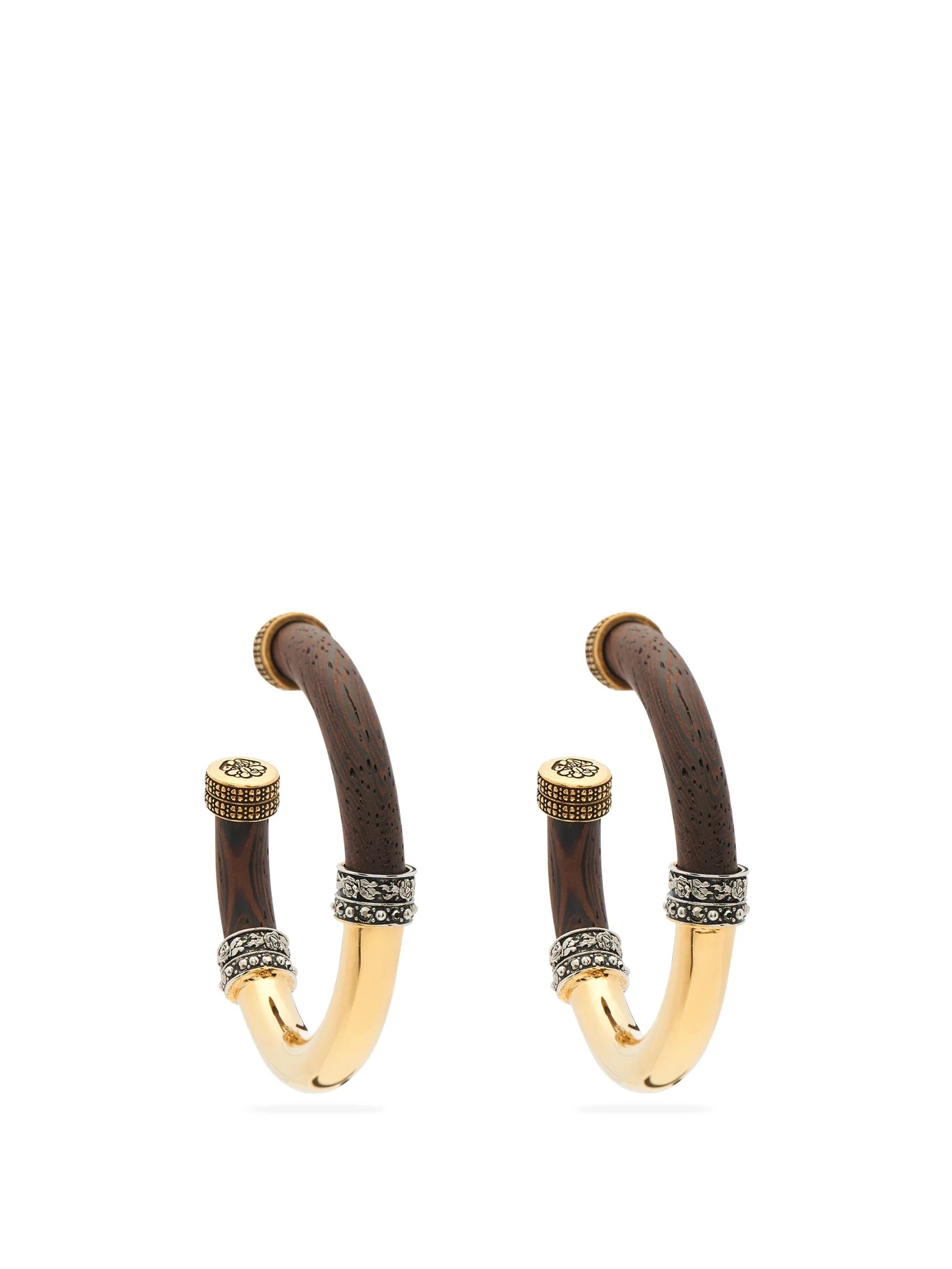 Wood-panel hoop earrings - 1