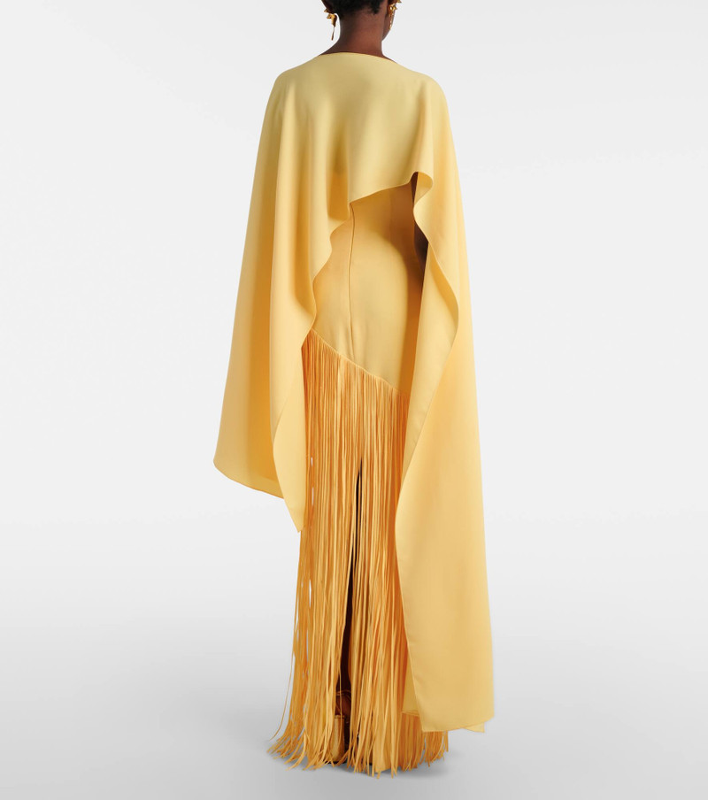Giselle fringed caped crêpe gown 3