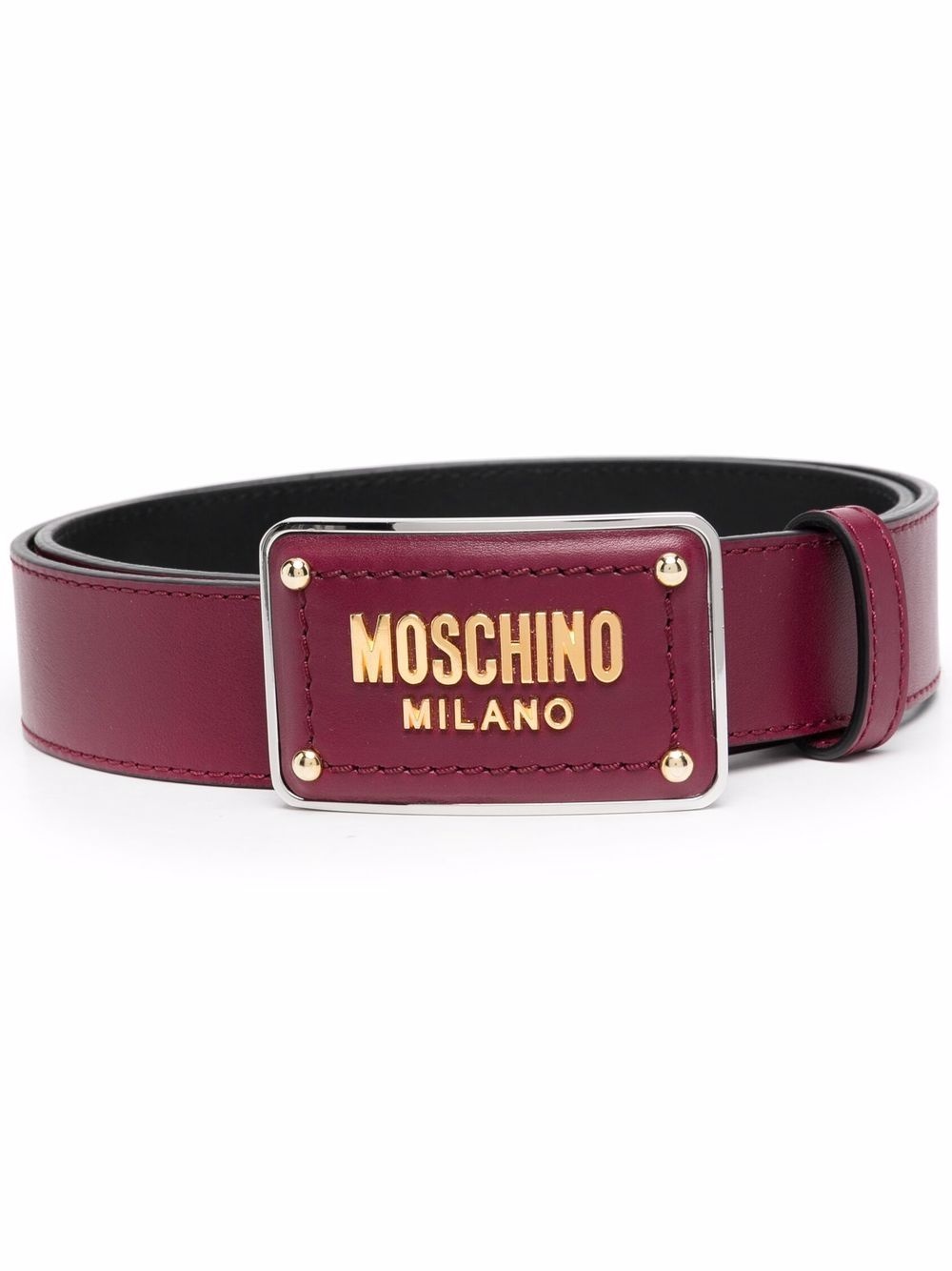 logo-plaque leather belt - 1