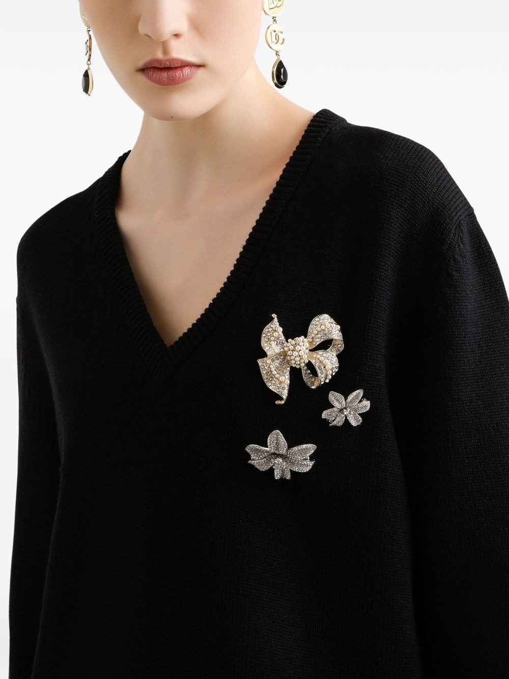 V-neck embroidered sweater - 4
