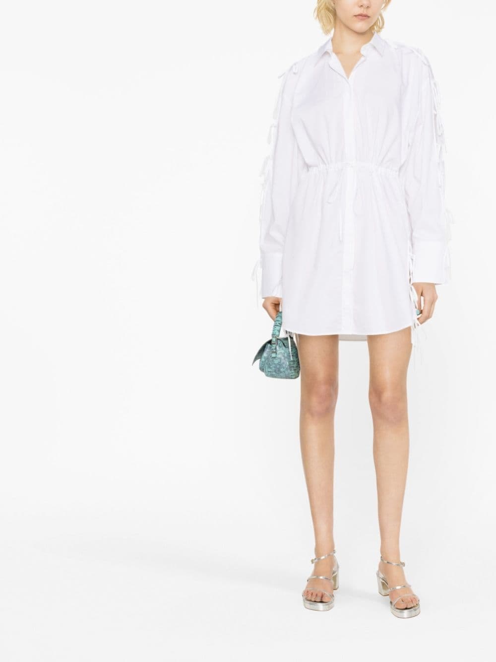 bow-embellished cotton shirtdress - 2