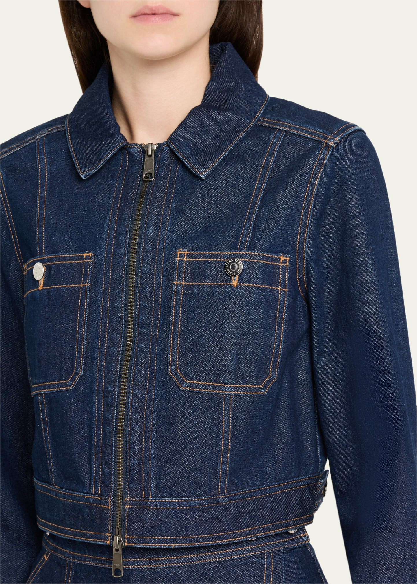 Patty Fitted Zip-Front Denim Jacket - 4