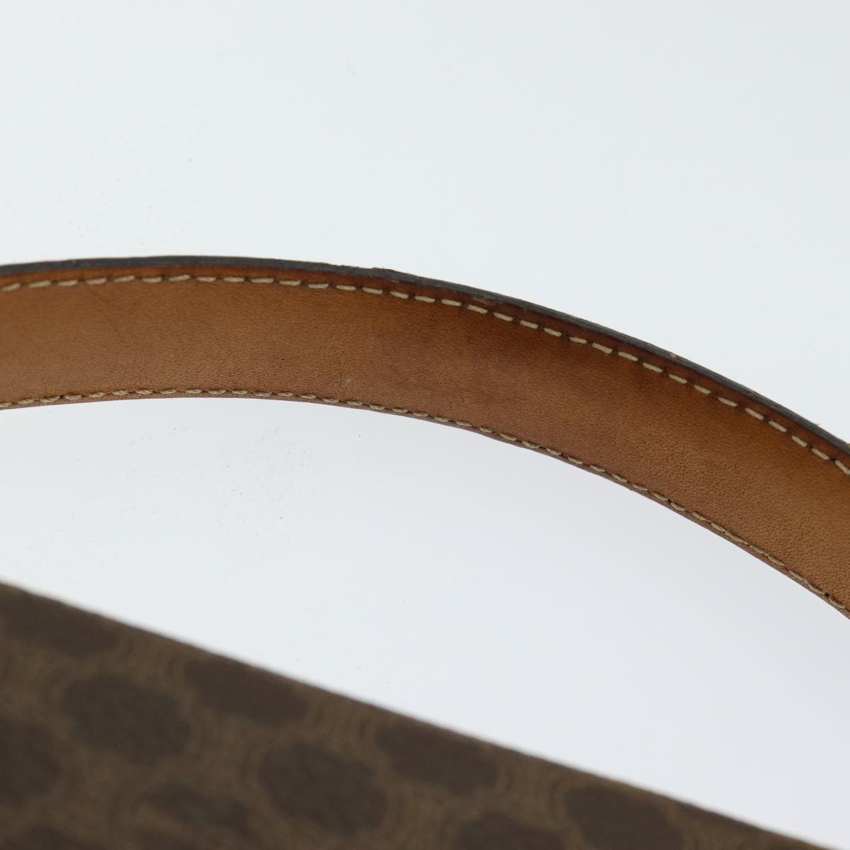 CELINE Macadam Canvas Hand Bag Pvc Leather Brown Gold - 14