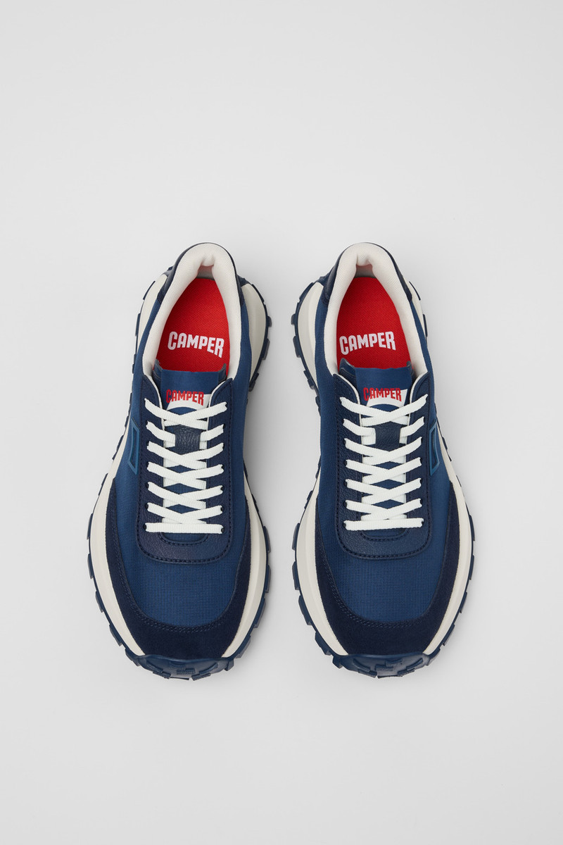 Blue Textile and Nubuck Sneakers for Men. 4