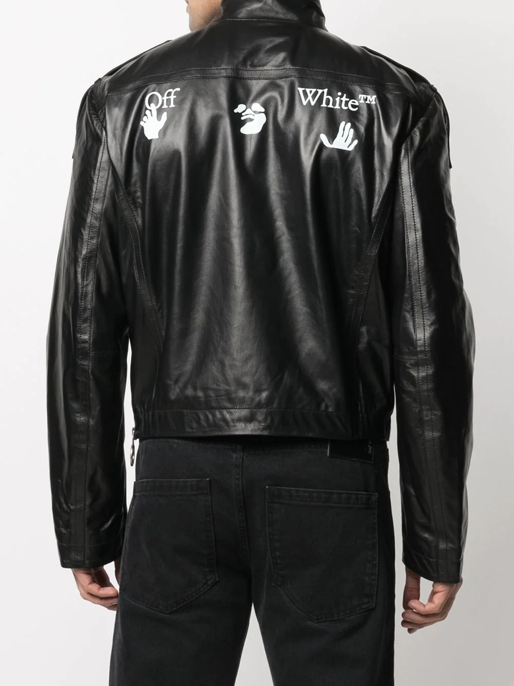 logo-print leather windbreaker - 4