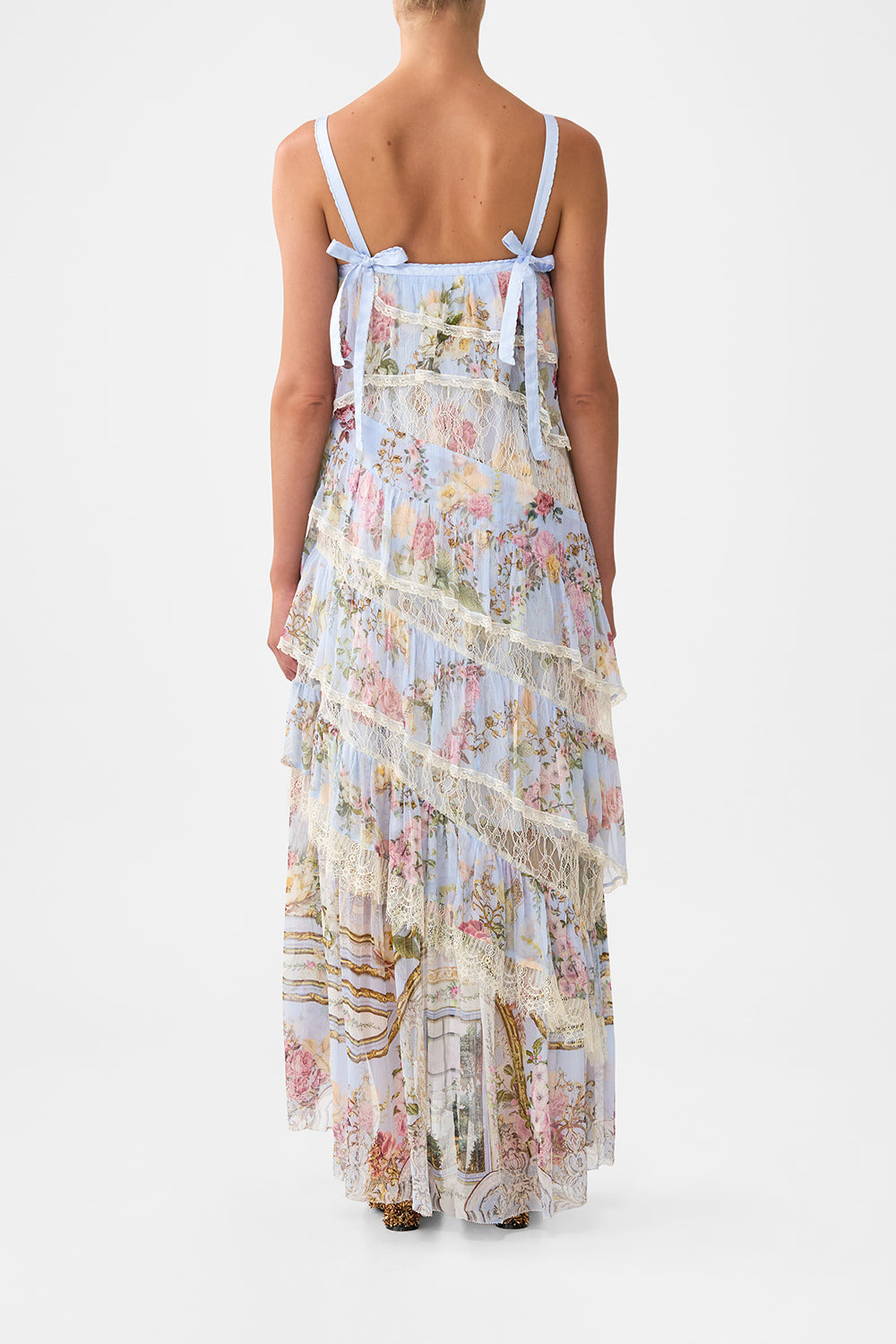 ASYMMETRIC SPLICED LACE DRESS - 3