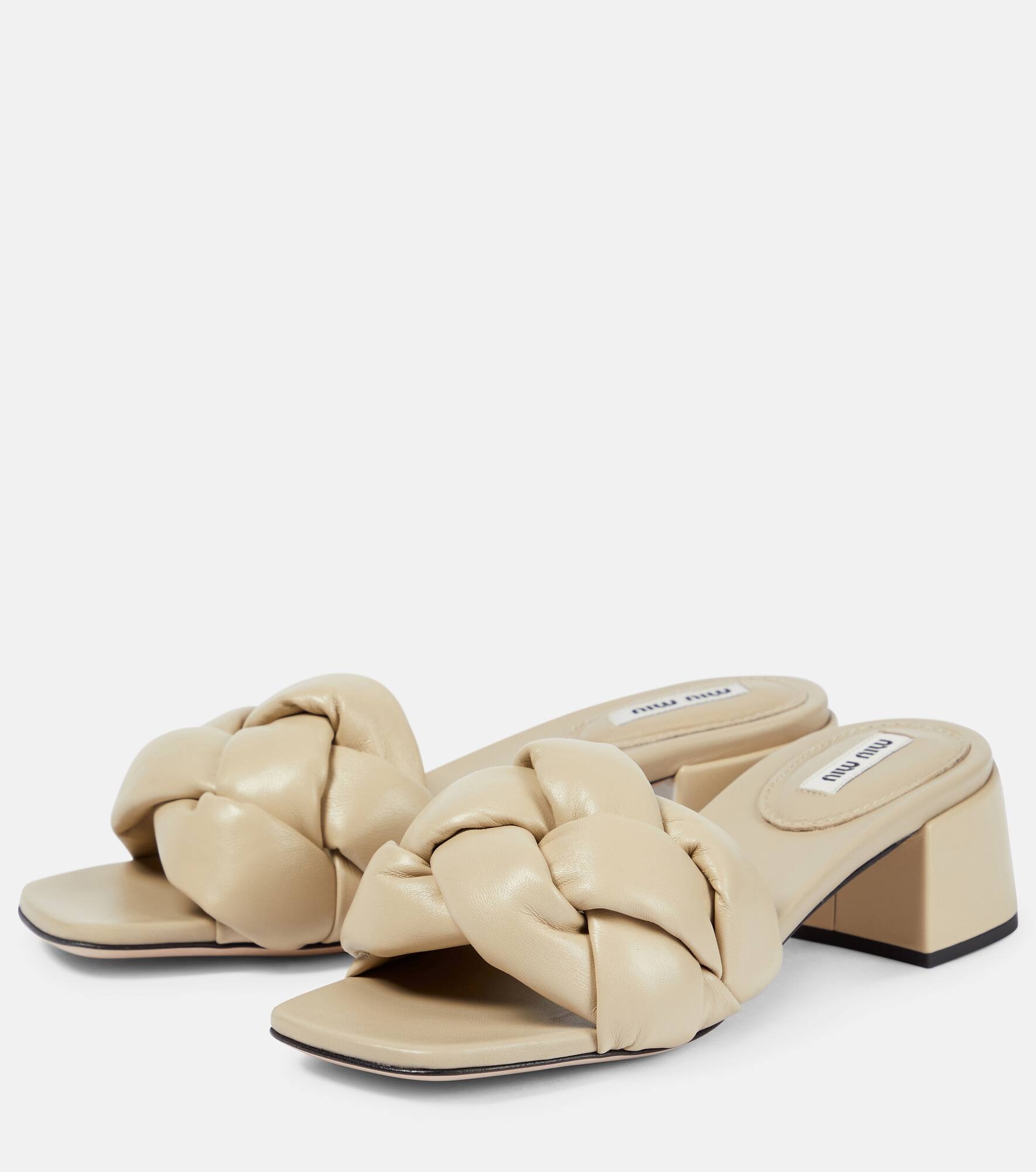 Padded woven leather sandals - 5