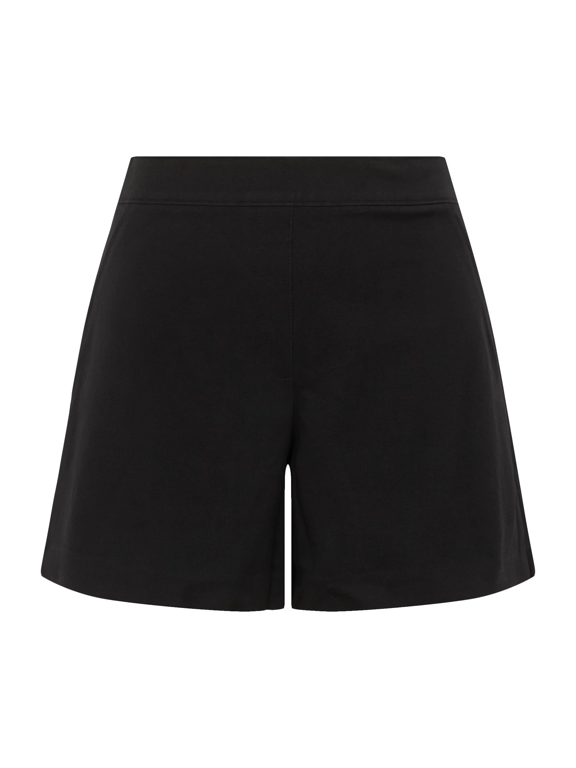 Women's Polished Stretch-Cotton Shorts - Black - 1