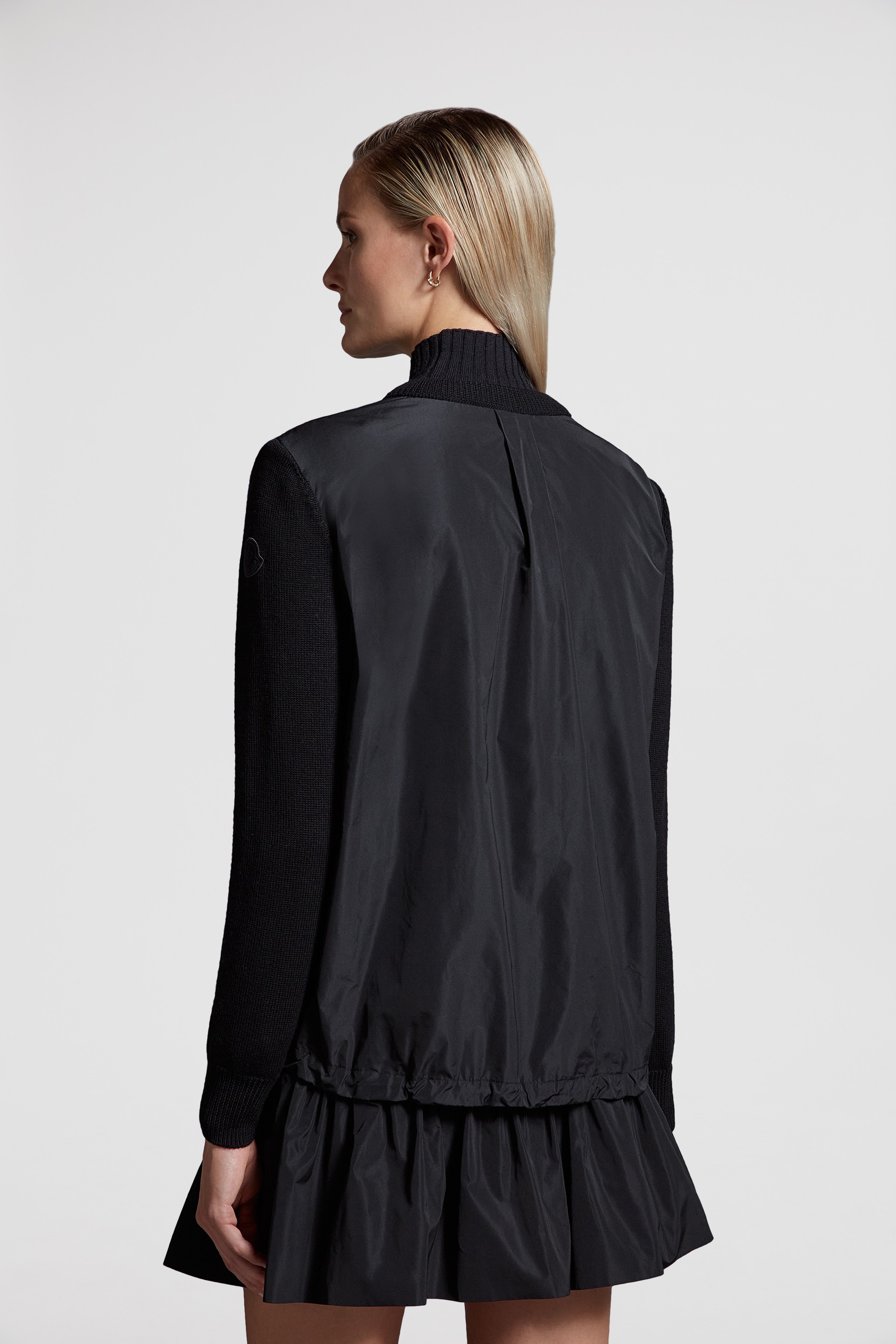 Wool & Taffeta Zip-Up Cardigan - 5
