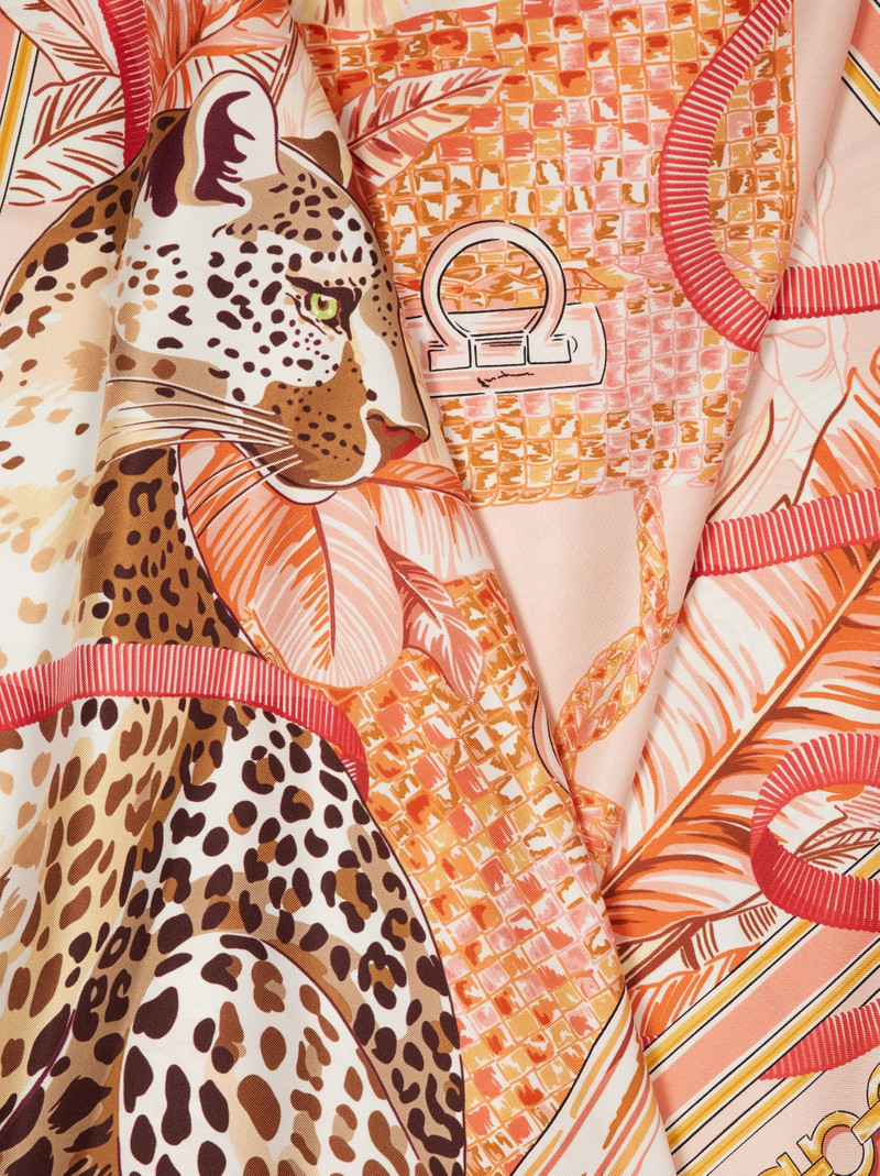FERRAGAMO Poised leopards print silk scarf outlook