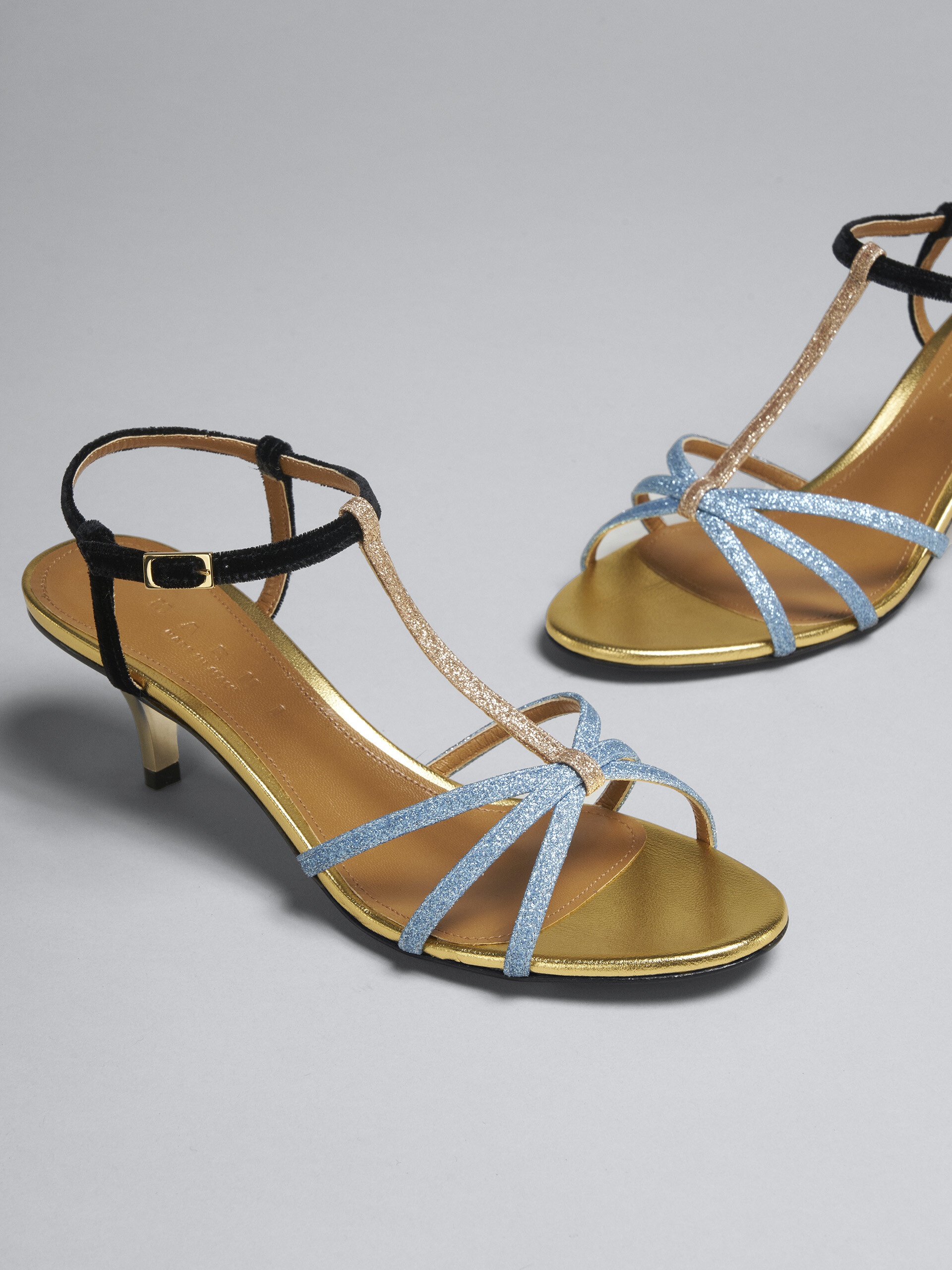GLITTER FABRIC AND VELVET SANDAL - 5