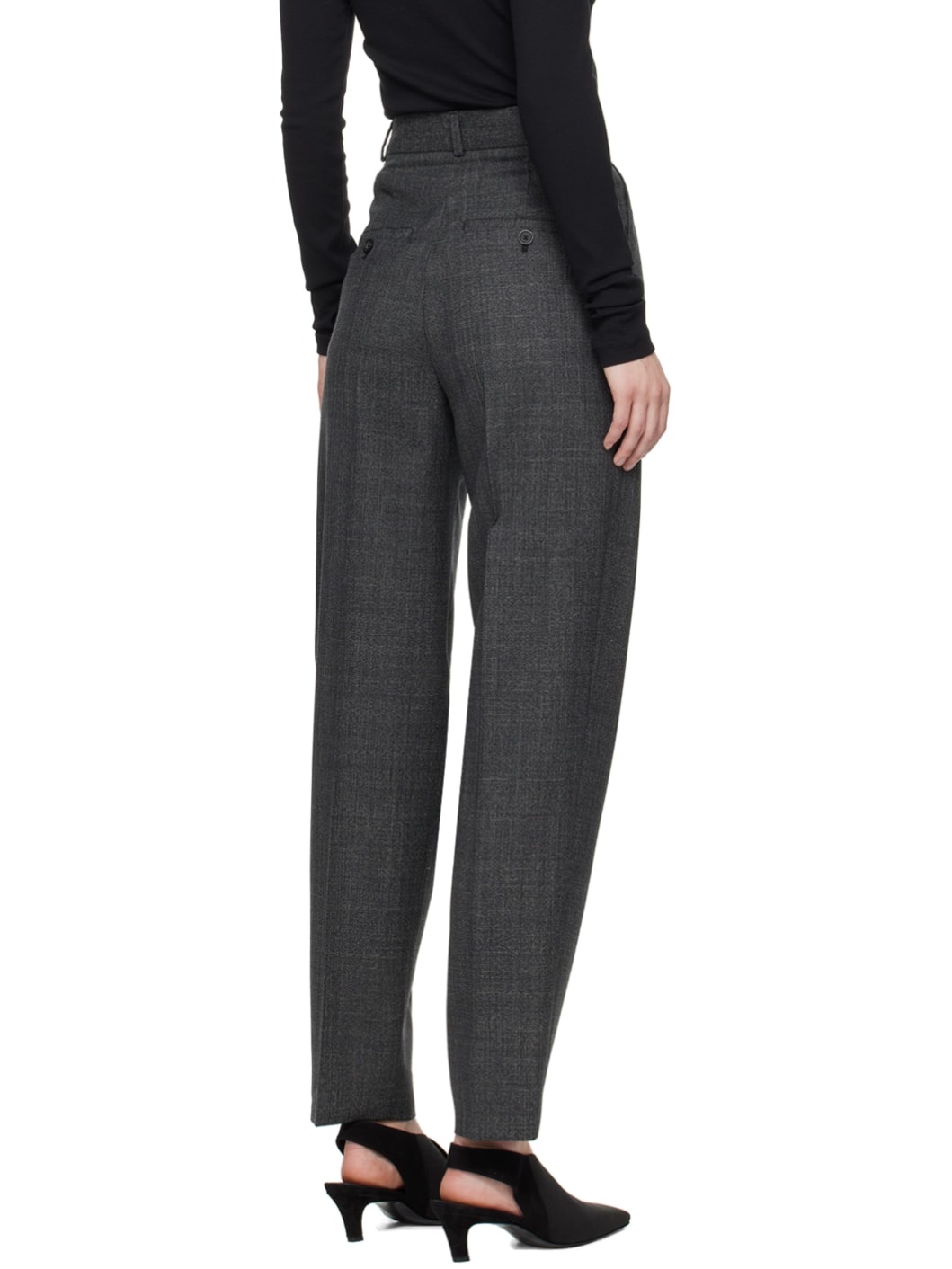 Gray Single-Pleat Trousers - 3